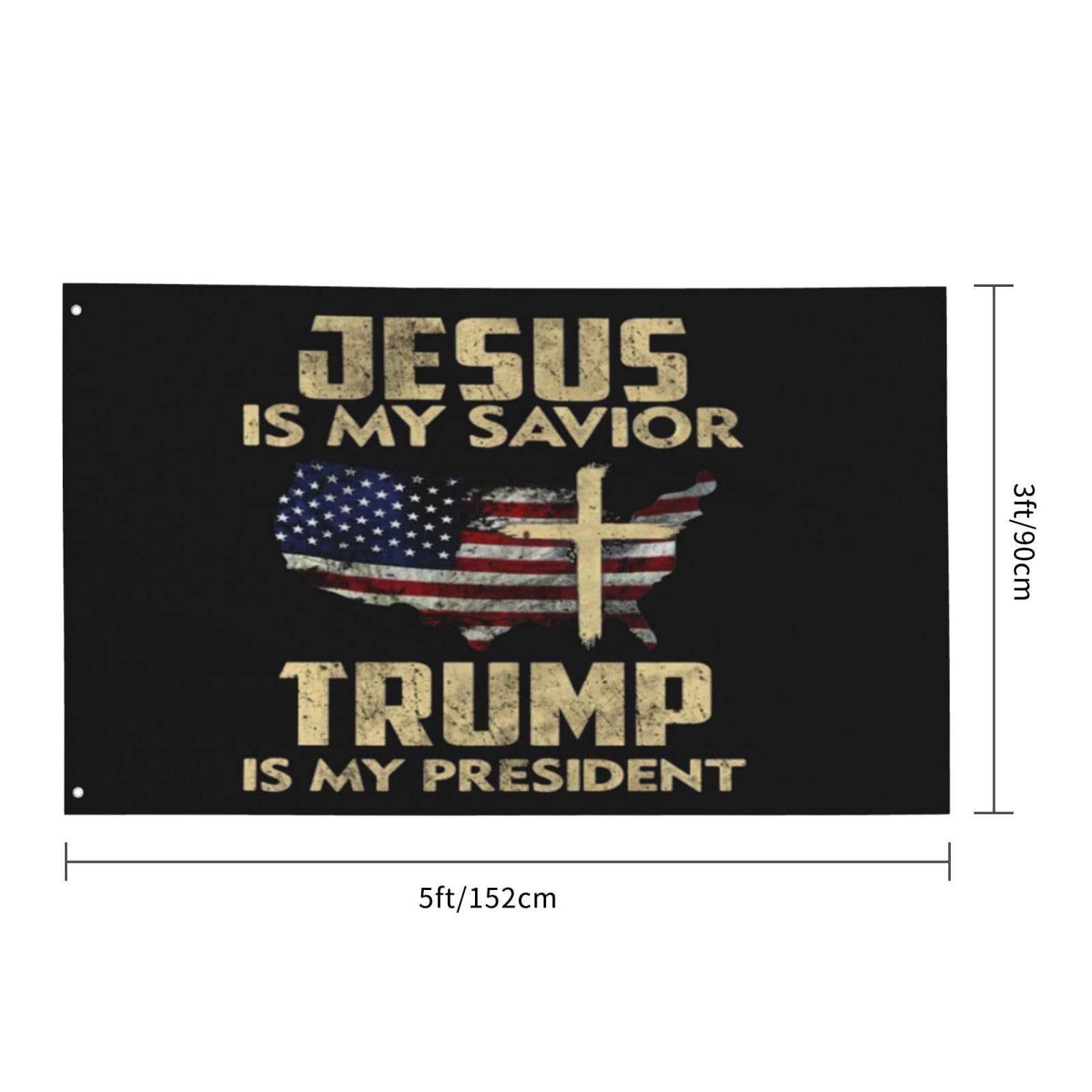 Enjoywellcoolife Vintage-Flagge "Jesus Is My Savior Trump Is My President" – 91x152 Cm, 100% Polyester