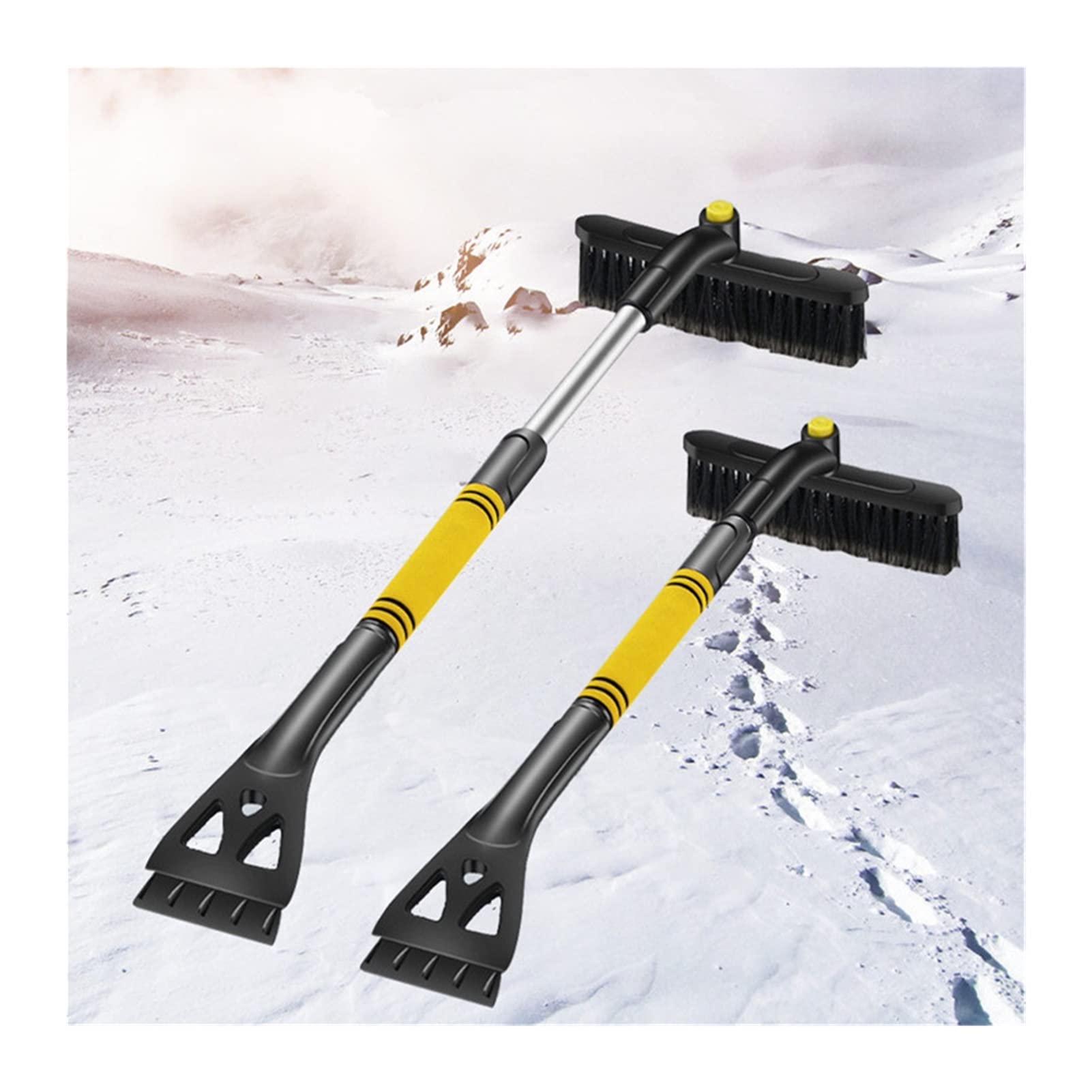 Blocs de Neige Hiver Voiture Cristal grattoir à Glace Brosse à Neige déneigeur en Acier Inoxydable Outil de Nettoyage de Neige Balai Accessoires de Lavage (Color : R)