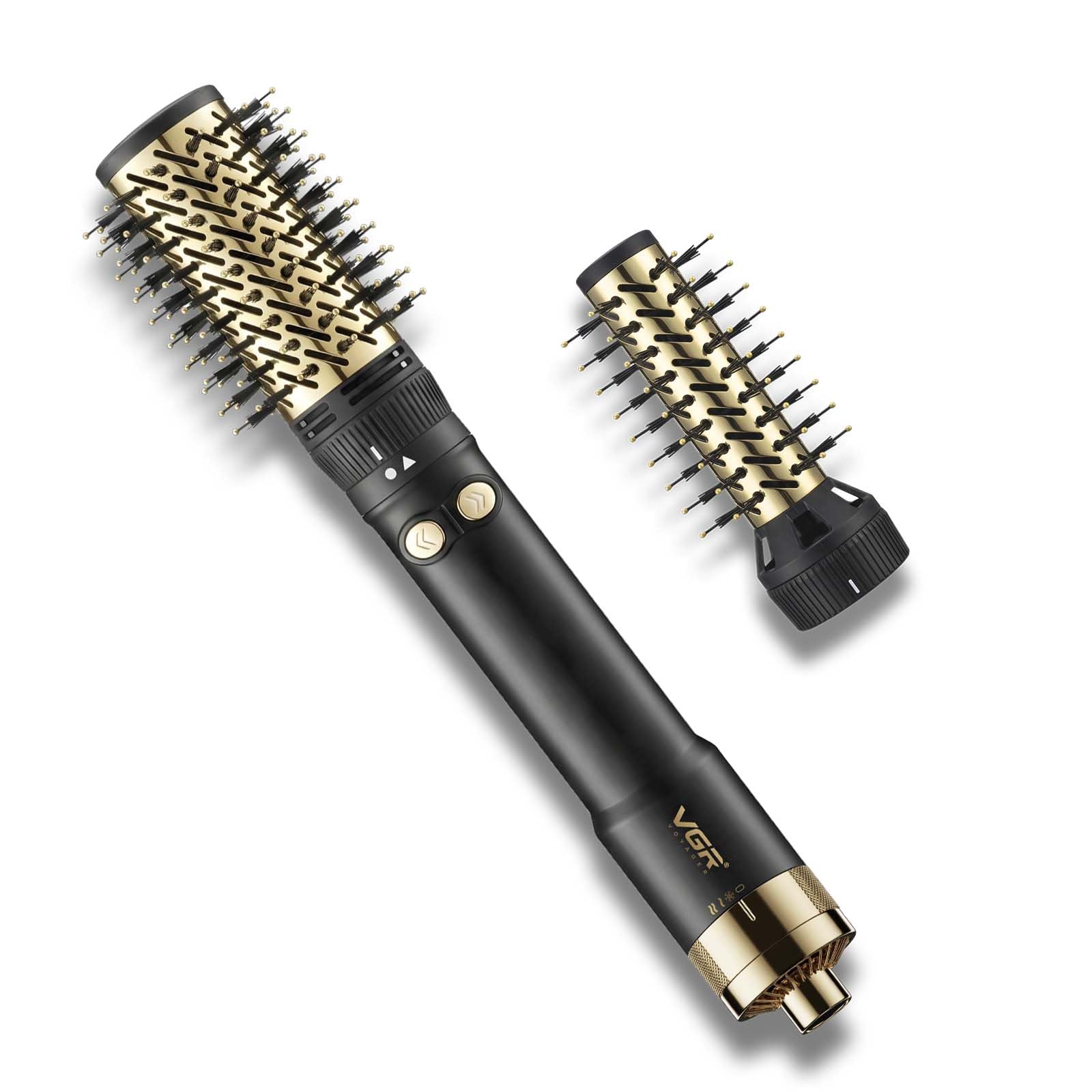 VGR 480 Spazzola Asciugacapelli Rotante 2 in 1 setole 32 mm e 50 mm, Spazzola ad Aria Calda Automatica, Spazzola Elettrica styling capelli 1200 W cavo girevole 360°, Nera