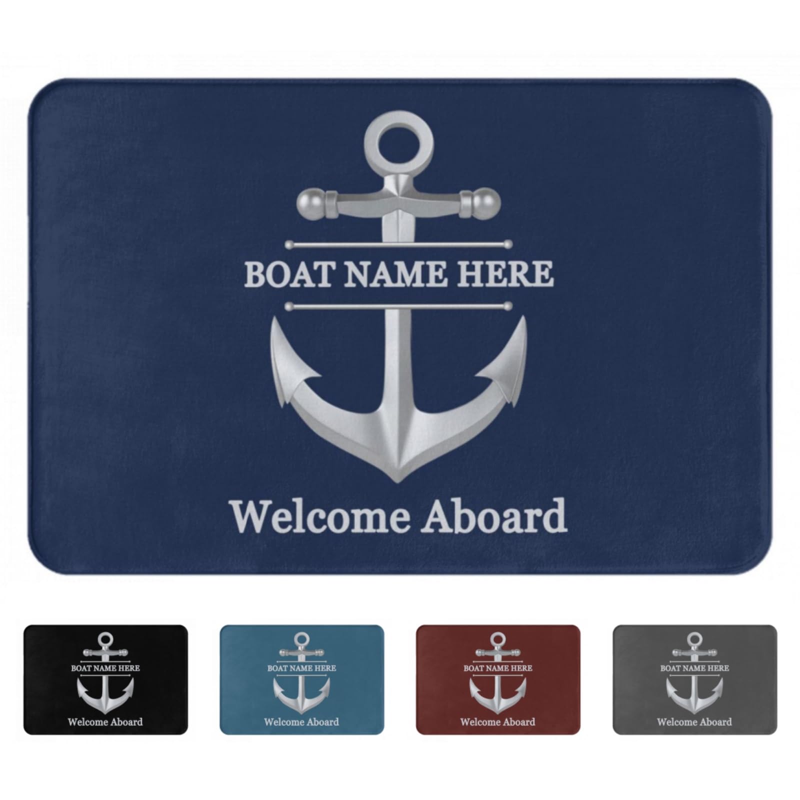 DYUEJTKG Personalized Welcome Aboard Boat Mat Customized Flannel Anchor Door Mats Custom Ship Gifts Non-Slip Entrance Floor Rug, Accessories