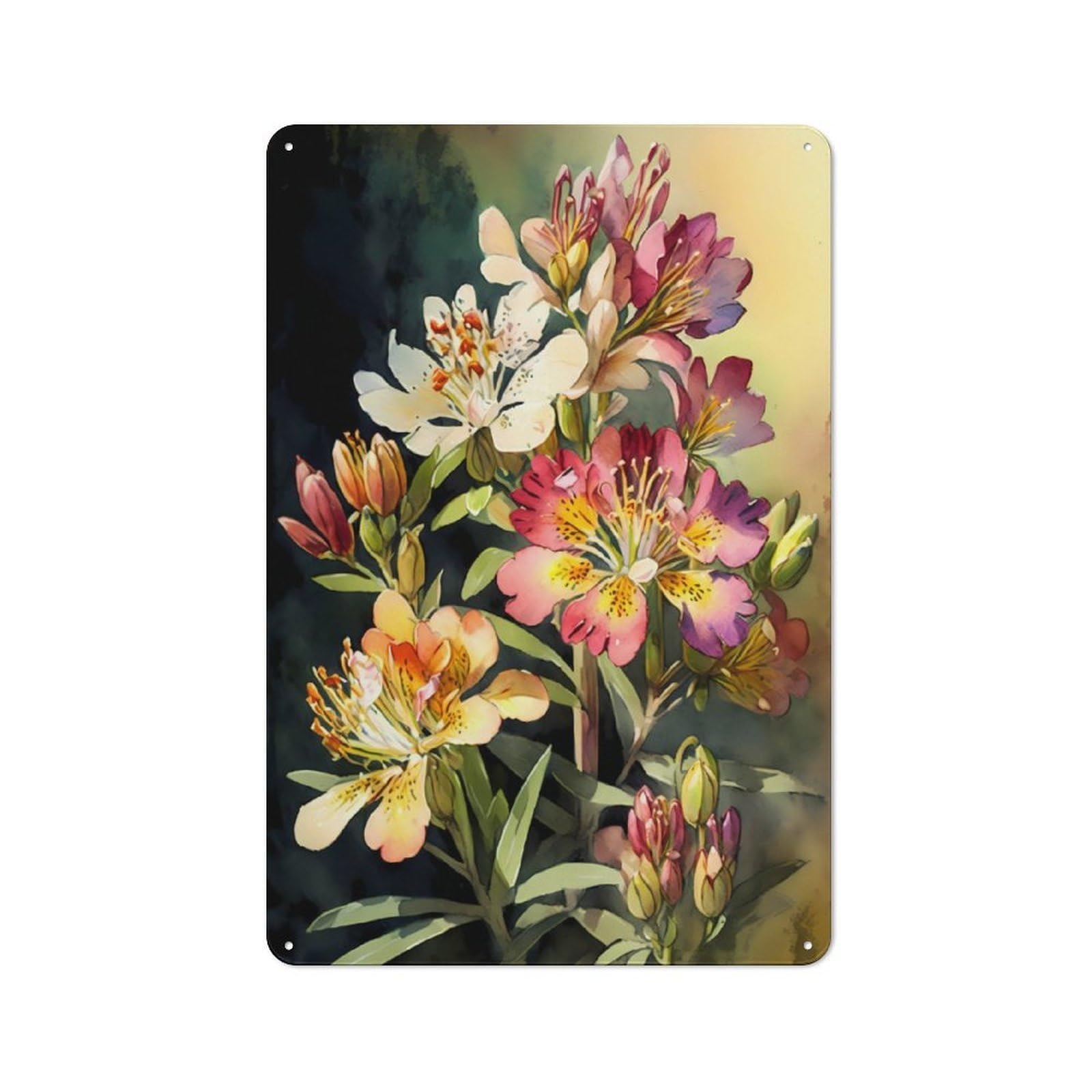Junmoney Alstroemeria Flower Bloom Retro Tin Sign 30X20cm For Workshop Wall, For Collectors Of Retro Metal Wall Decor