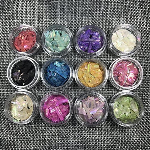 Joligel Concha Nácar Fina para Decoración de Uñas Nail Art de Uñas de Gel y Acrílicas, 12 Colores Cover