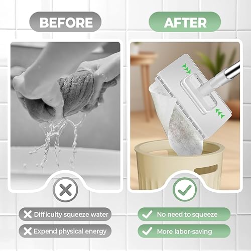 Miniatura 5 de Trapeador de polvo desechable con 4 paños reutilizables, limpiador de polvo retráctil con cabezal de bloqueo y paños de barrido, mango largo de 39