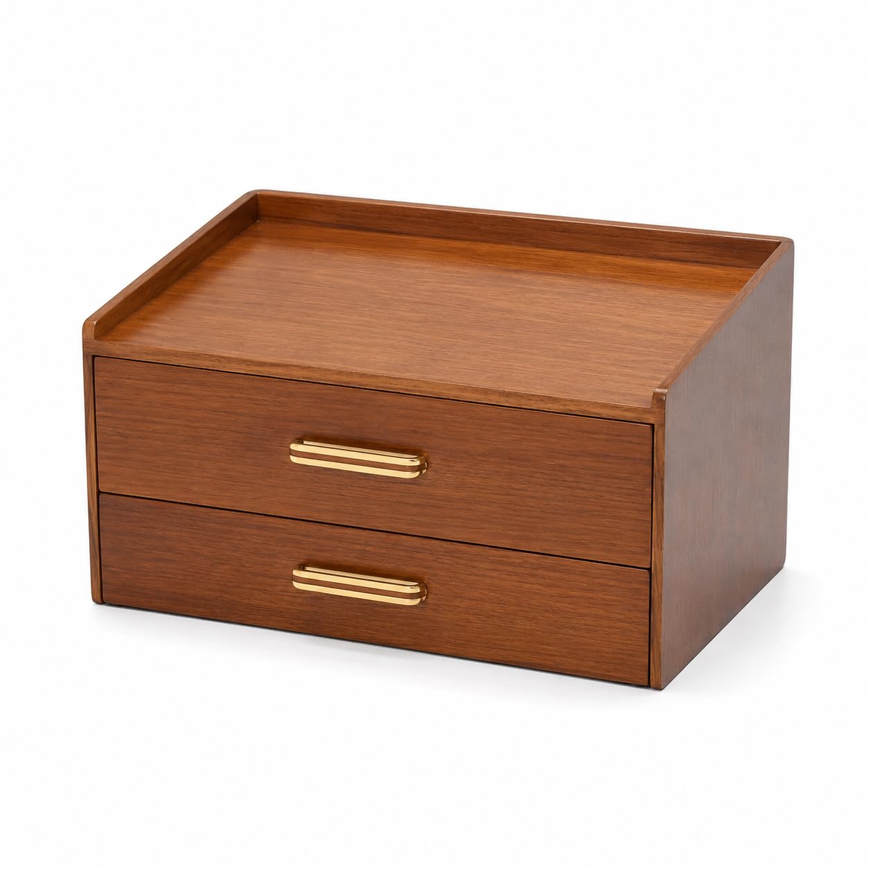 Organizer da tè in legno, 2 cassetti, vintage, per la casa