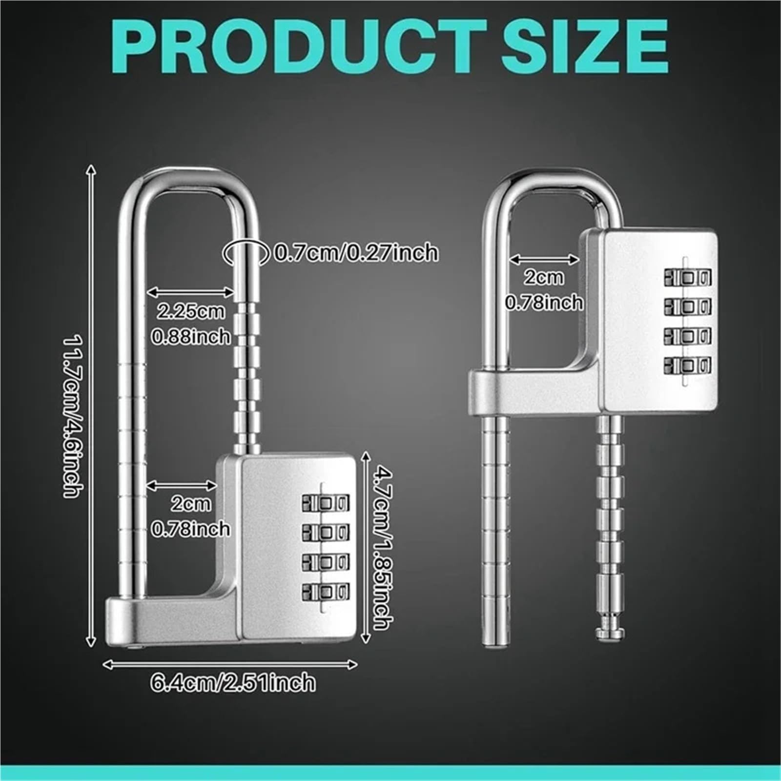 Vorhängeschloss 2 Pcs 4 Digit Combination Lock | Code Cabinet U Shaped Gym Locker Adjustable Padlock Long Shackle