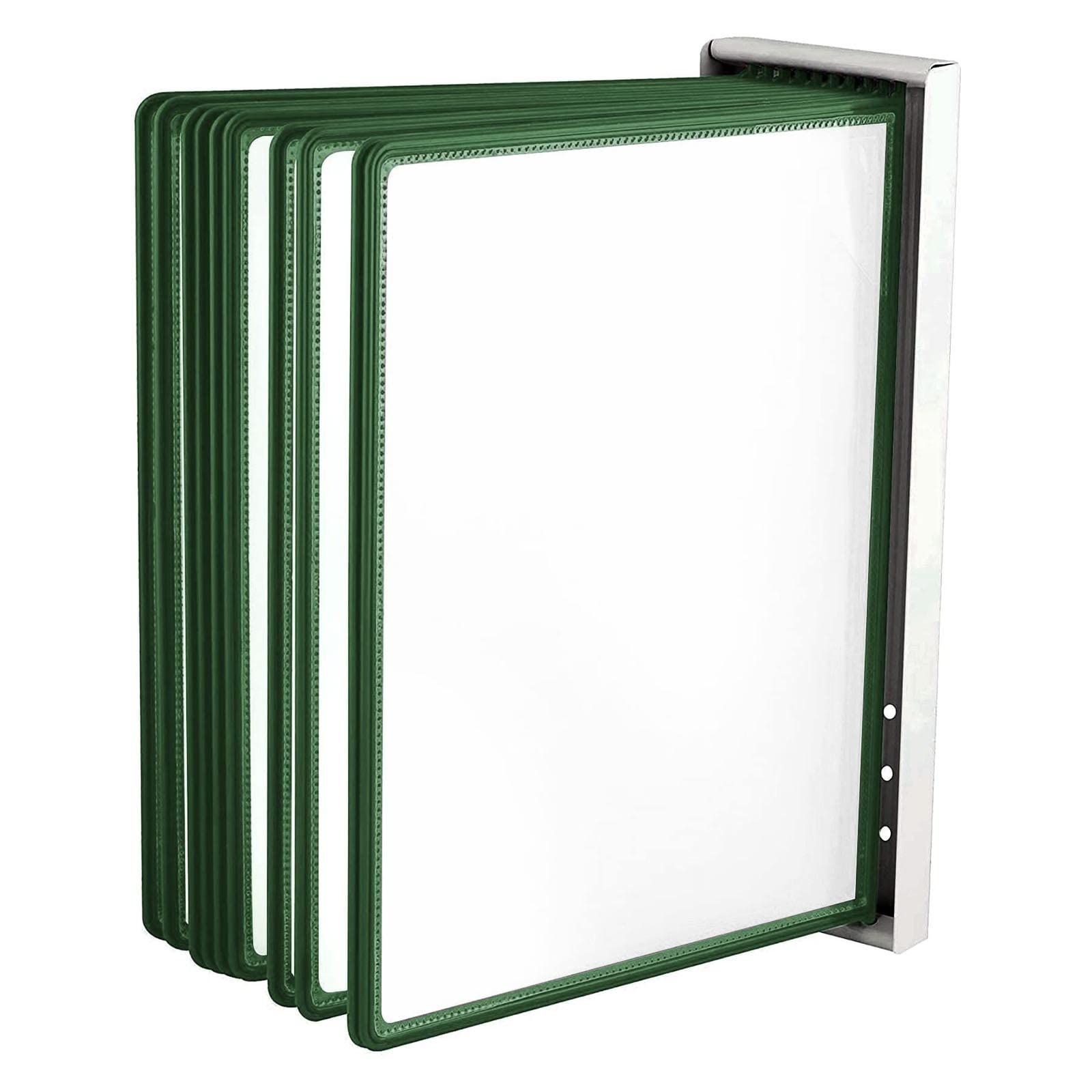 MYUYEE Wall Mount Reference Organizer - Catalog Display Rack, 10 Panels Wall Display System, Wall Mount Display Panels, Metal Panel System, For Warehouse, Workshop, Shop, Labora(Green)