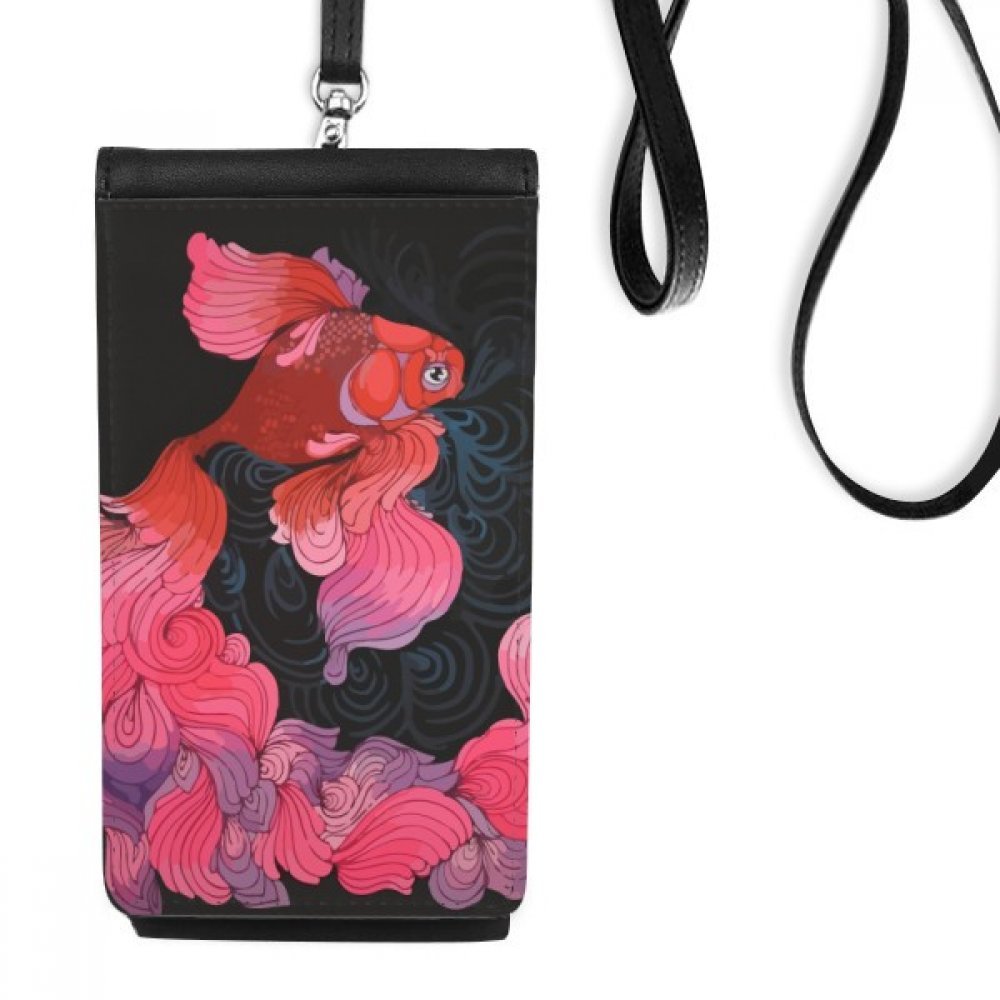 Monedero smartphone negro de imitación de cuero con estampado cyprinoid 4