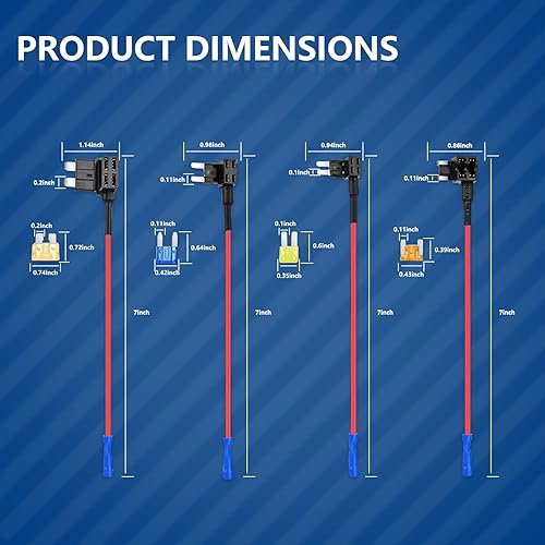 Miniatura 3 de Yonput Paquete de 12 adaptadores de grifo de fusible de 12 V para automóvil, mini fusible de perfil bajo, con 4 tipos de soporte de fusibles ATO ATC