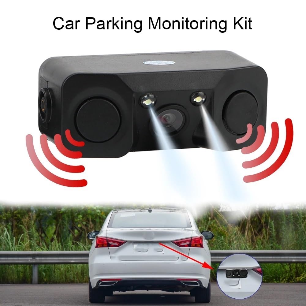 PDC capteur Stationnement Caméra de recul à Vision Nocturne, détecteur de Radar de recul 3 en 1, Mini, lumière LED, Accessoires de Voiture