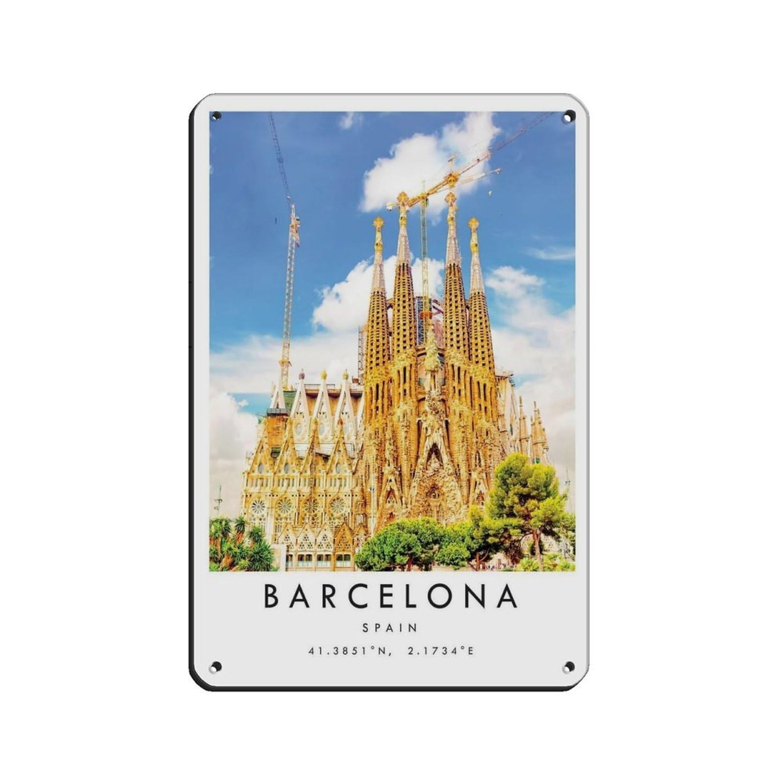 Barcelona Travel, Barcelona Poster（1） Tin Sign Vintage Metal Pub Club Cafe Bar Home Wall Art Decoration Poster Retro 8x12inch(20x30cm)