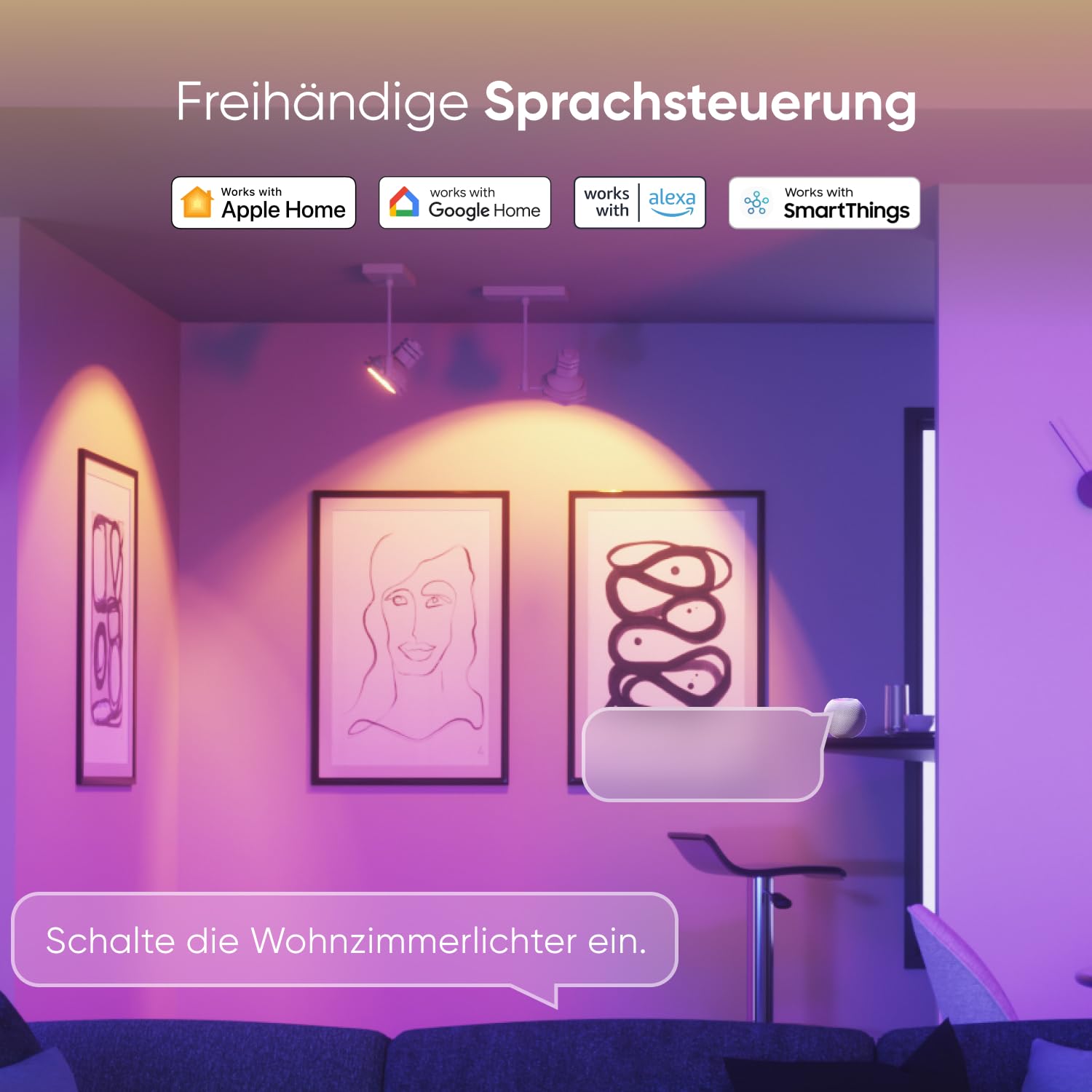 Nanoleaf Matter GU10 Smart LED Lampe - 3 RGBCW Dimmbar Glühbirne, 16 Mio. Farben, 400 Lumen, WiFi Bluetooth App/Sprachsteuerung (Alexa, Apple, Google), Wohn- & Schlafzimmer Deko