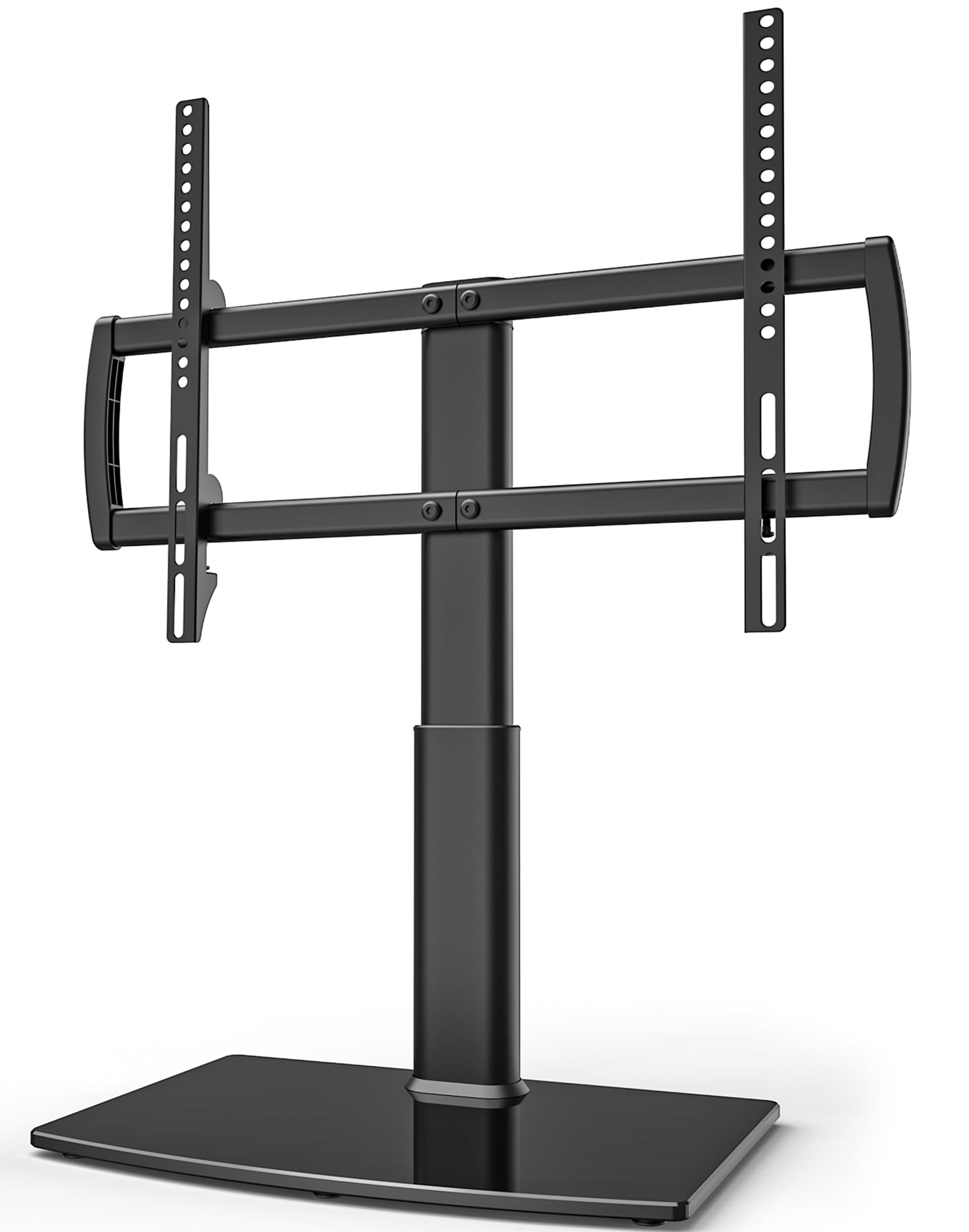Universal TV Stand/Base Tabletop TV Stand with Wall Mount for 40 to 86 inch 5 Level Height Adjustable, Heavy Duty Tempered Glass Base, Holds up to 66kgs Screens, HT03B-003P