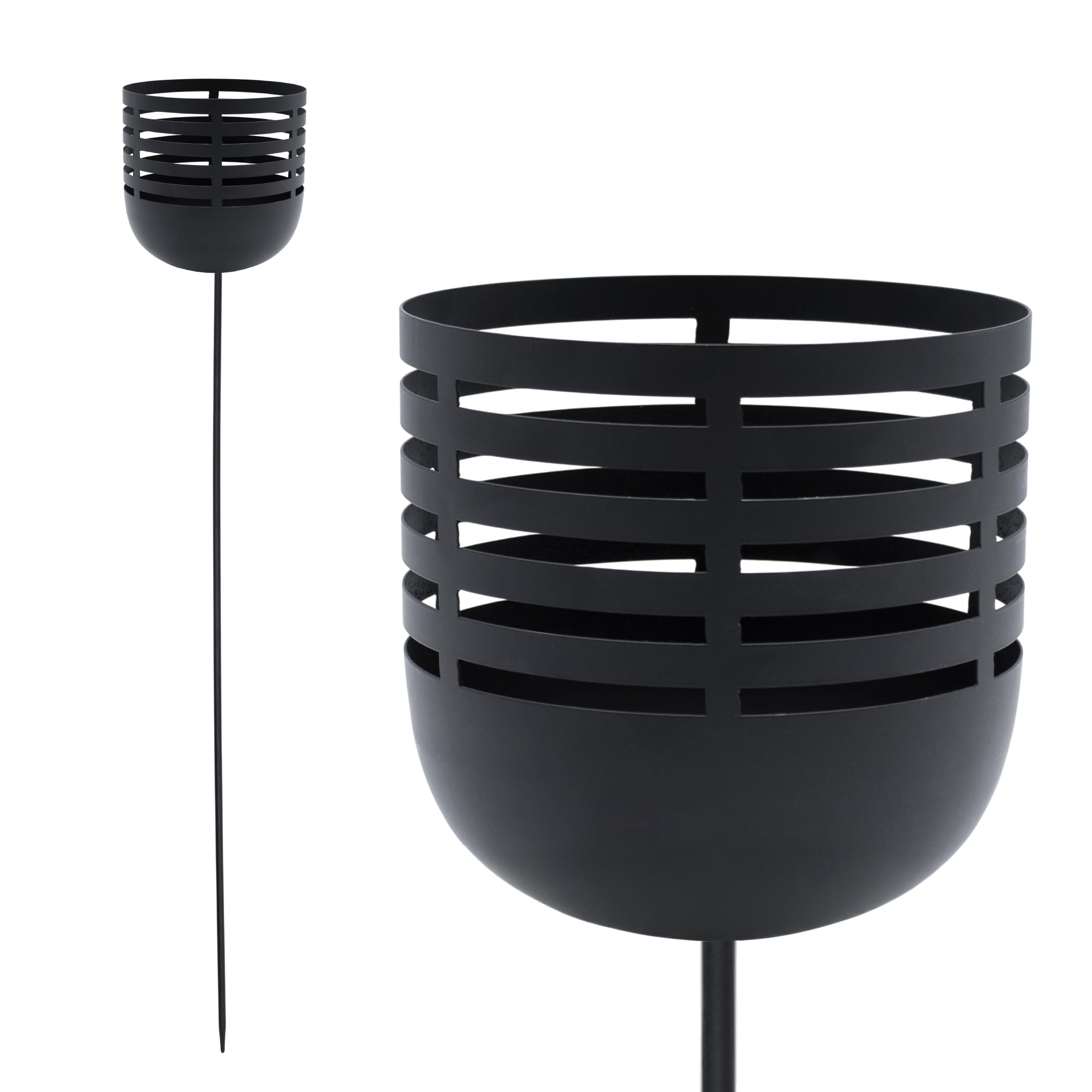 Portacandela da giardino in metallo, colore nero, altezza 100 cm, decorazione da giardino, portacandela con picchetto, decorazione per aiuole, lanterna per esterni