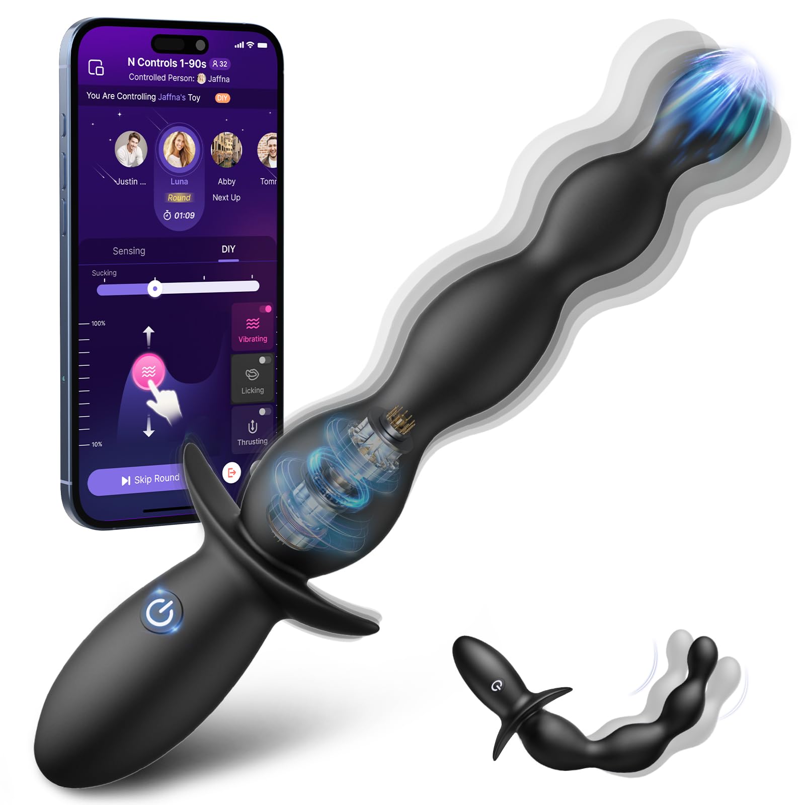 Anal Beads Prostate Massager - BEISAR Anal Vibrator Beginner-Friendly 10 Vibrating Butt Plug with APP Control Flexible Soft