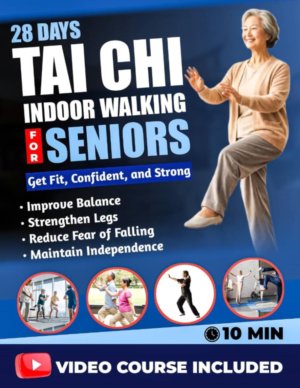 Tai Chi Indoor Walking for Seniors: 10-Minute Illustrated Tai Chi Routines to Improve Balance, Prevent Falls, Ease Joint Stiffness, and Help Seniors ... — A Gentle 28-Day Indoor Walking Program