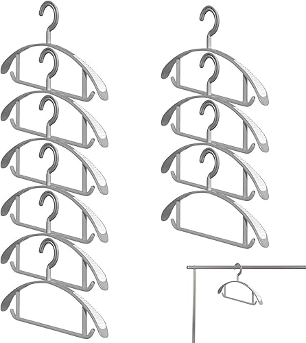 Miniatura 7 de Paquete de 10 ganchos anchos para colgar el hombro, antideslizante para ropa, organizador de armario con barra de pantalones, percha resistente,