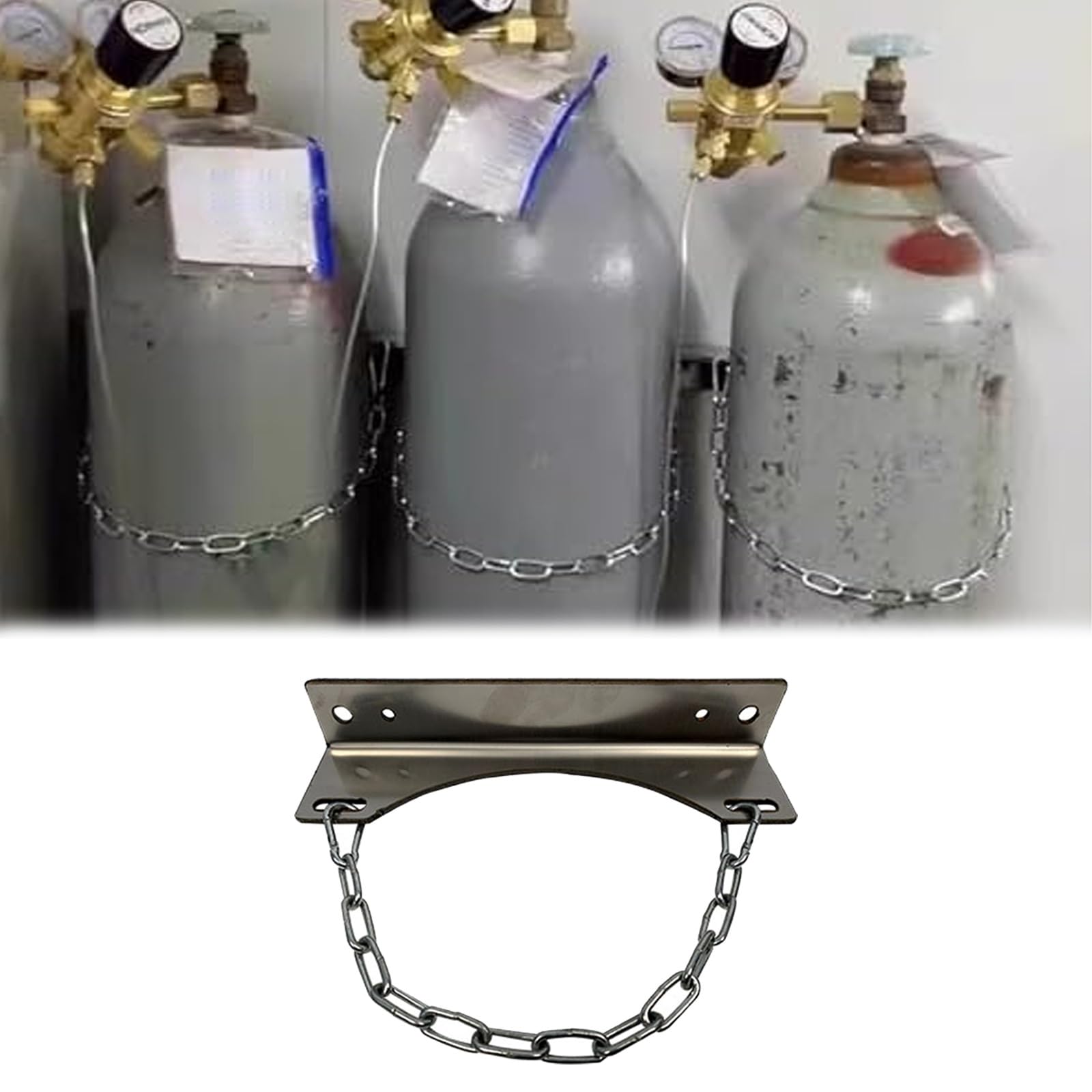 Stalowy wózek na kółkach butli gazowych - aluminiowy uchwyt na kółkach butli z tlenem, uchwyt ścienny ze stali nierdzewnej, odpowiedni do bezpiecznego użytkowania w pomieszczeniach i