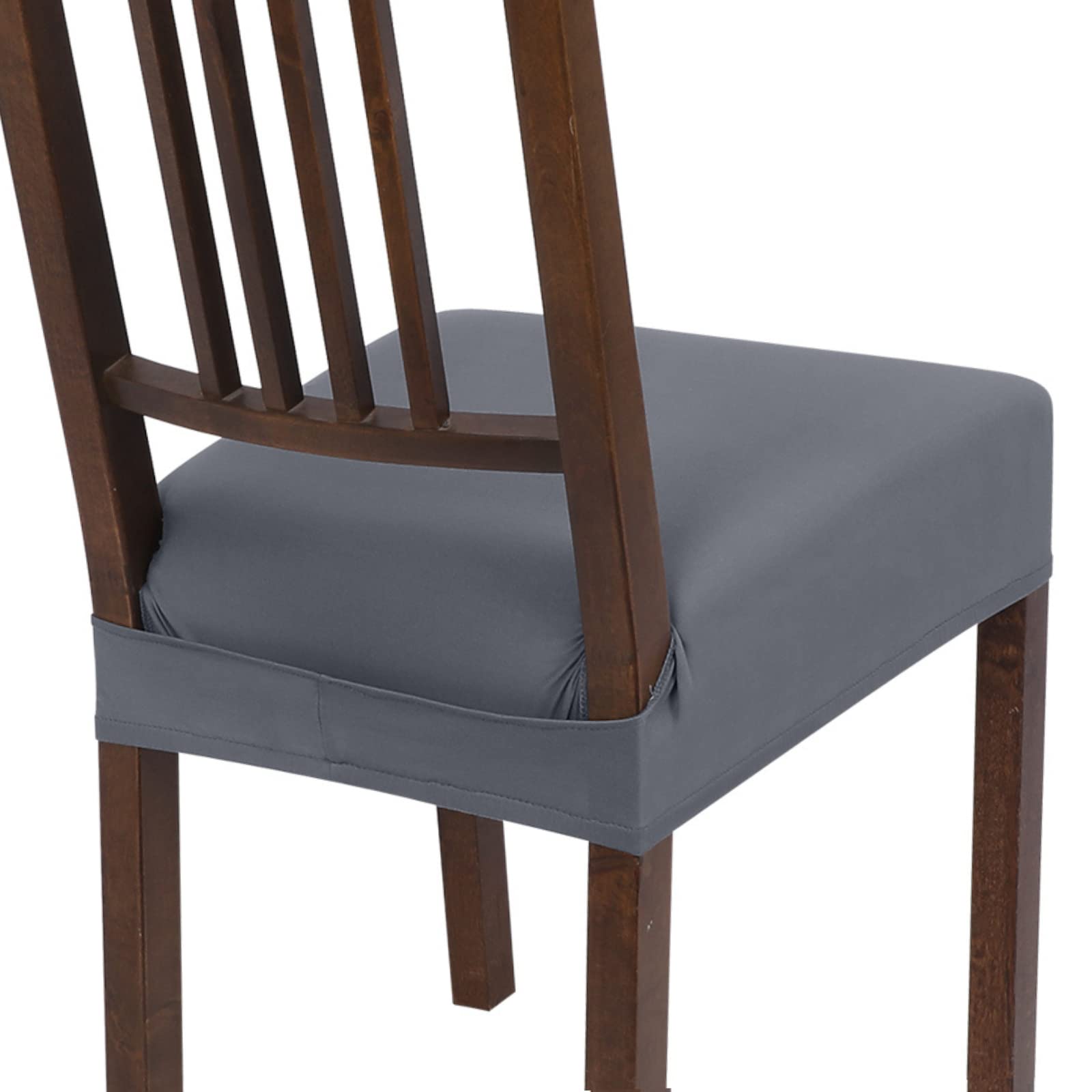 SearchI Dining Chair Seat Covers Set of 6, Stretch Removable Chair Covers for Dining Chairs, Kitchen Chair Covers Protector(Pure Grey)