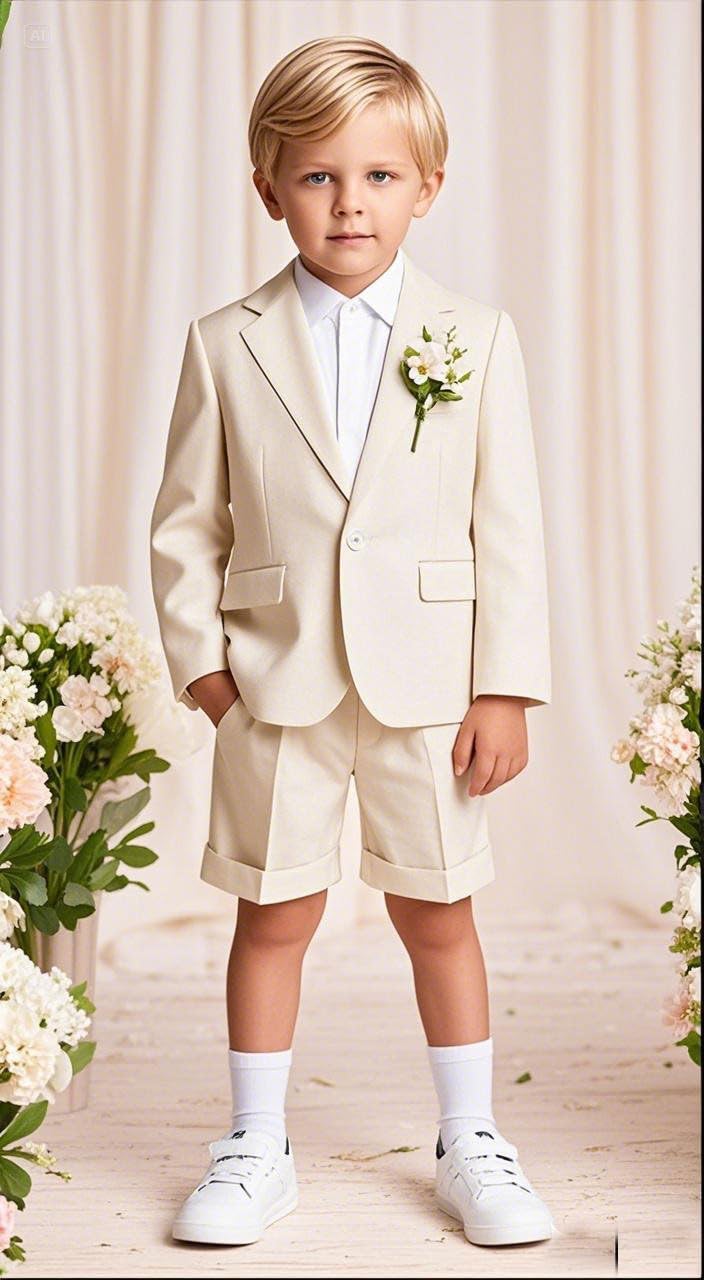 Lot de 2 costumes courts pour garçons pour l'été, mariage, smoking à un bouton, blazer court et porteur d'anneaux