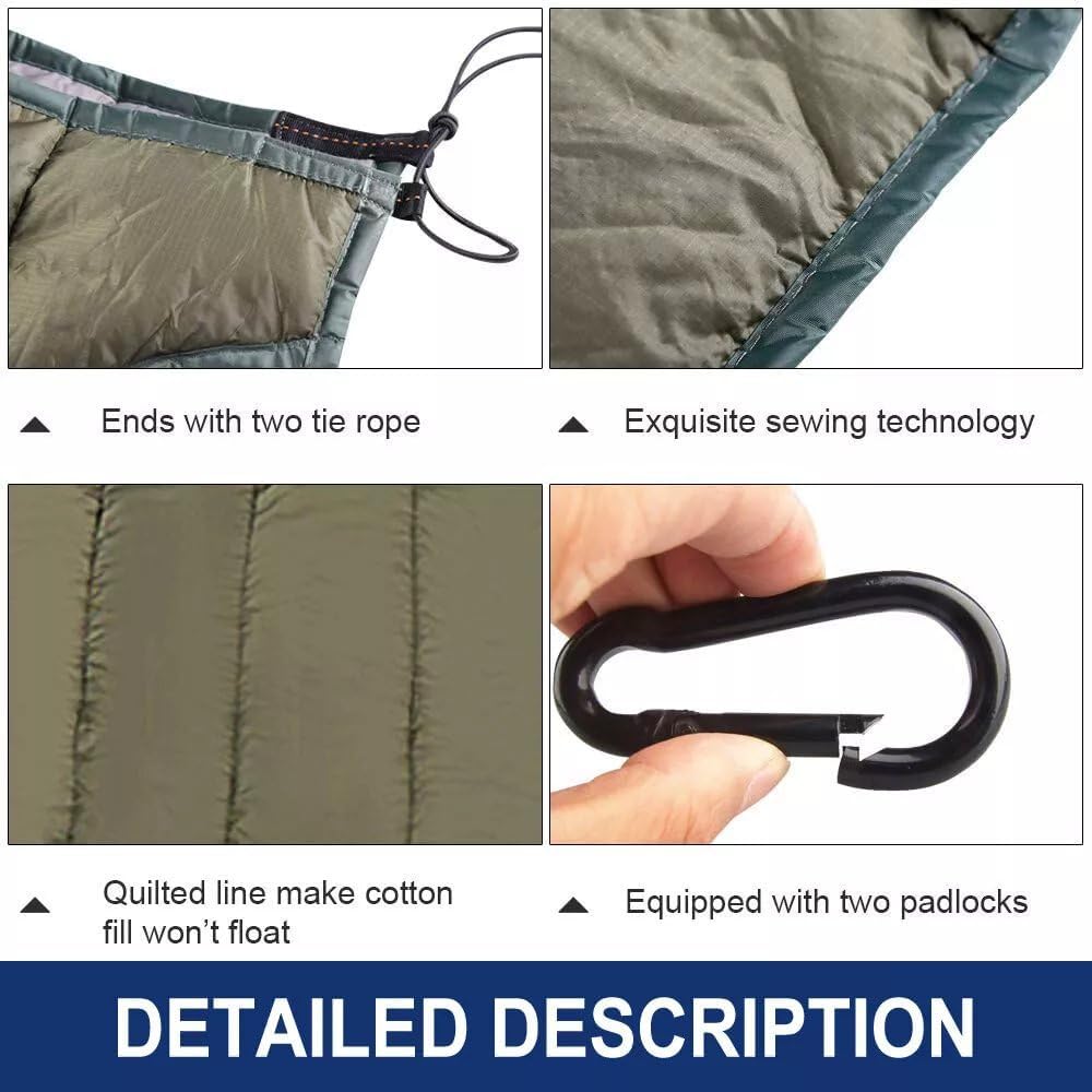 double hammock underquilt showing 240T polyester lining and baffled insulation