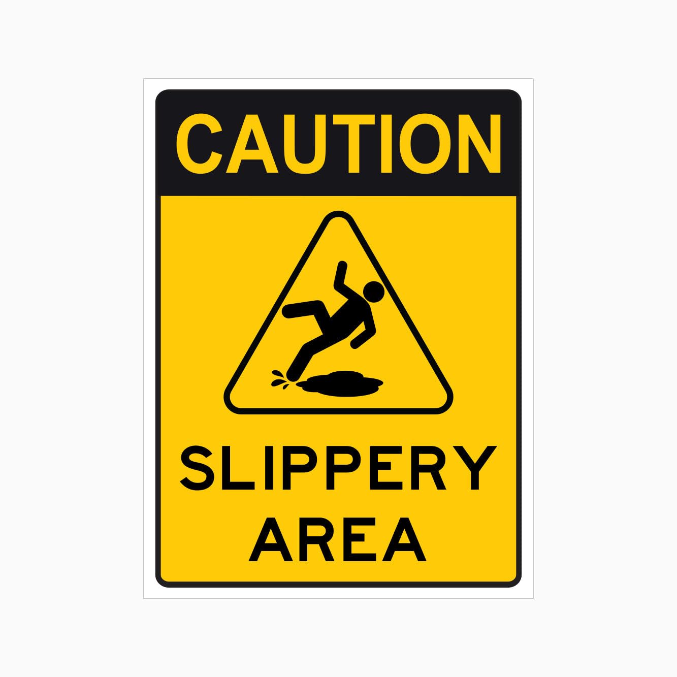 CAUTION SLIPPERY AREA Sign, 12x8 Metal Tin Sign, Surface is slippery.