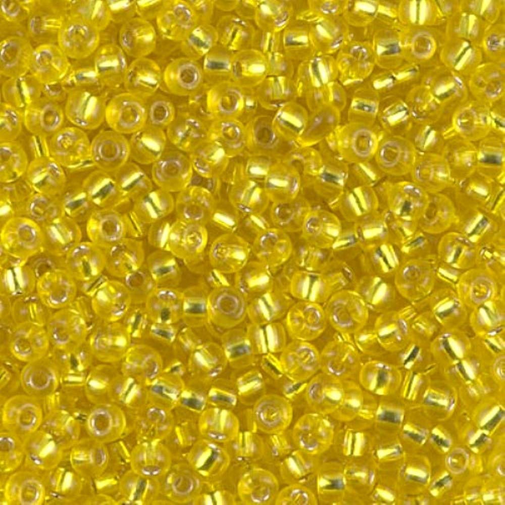 Miyuki Round Seed Bead Size 8/0 22 Grams - 5 Inch Tube Silver Lined Yellow