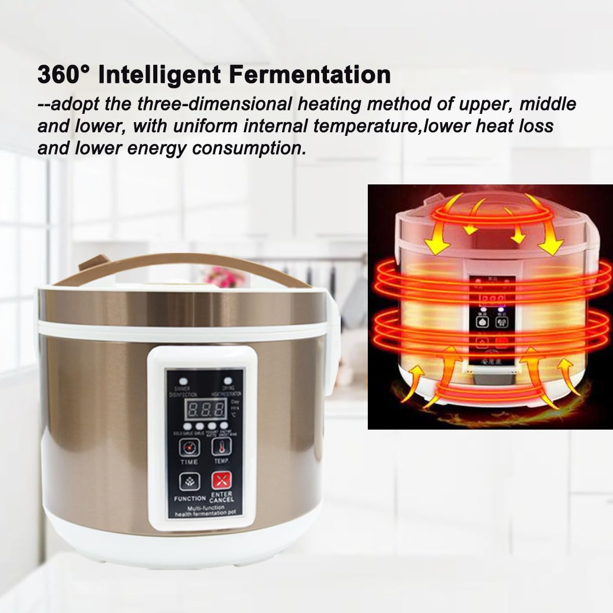 INTSUPERMAI 5 L Fermenter Multi-functional Pot Black Garlic, Yogurt, Natto, Fermenters Full Automatic Intelligent Control Multiple Clove Black Garlic DIY Cooker Black Garlic Fermentation Machine