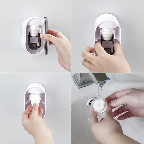 Miniatura 3 de Soporte para cepillos de dientes montado en la pared con cubierta para baño, 2 ranuras organizador de almacenamiento de cepillos de dientes para