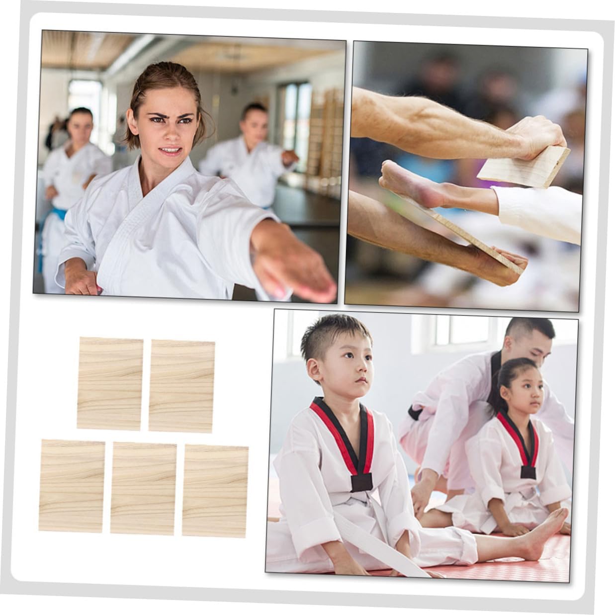 VALICLUD 5pcs Wood Karate Breaking Boards for Taekwondo Performance, 1.5cm Thick Portable Martial Arts Training Boards for Beginners and Practicing Breaking