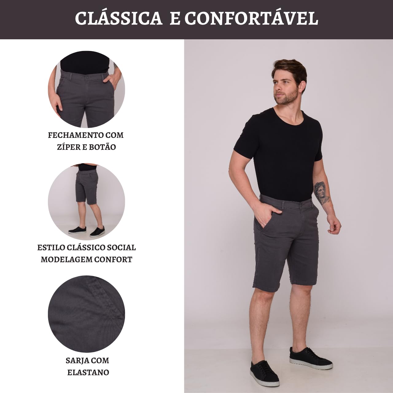 Bermuda Social Masculina Sarja Elastano Bolso Social Embutido Casual Esporte Fino em promoção! Veja a oferta e mais achadinhos de Shorts & Bermudas 5 Hoje é o melhor dia para comprar Bermuda Social Masculina Sarja Elastano Bolso Social Embutido Casual Esporte Fino com aquele preço maroto! Promoção! Aproveite a oferta! 5