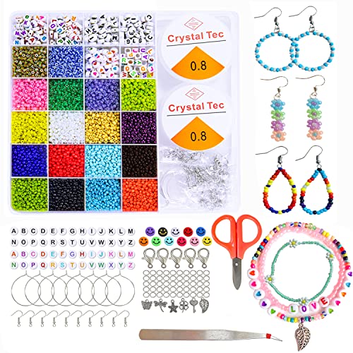 Perles pour Bracelet Bricolage Kit - 9500 Pièces Perles de Rocaille Lettres Pastel Perles ​Smiley, Kit Bracelet Perle pour Colliers Fabrication de Bijoux (3mm) Cover