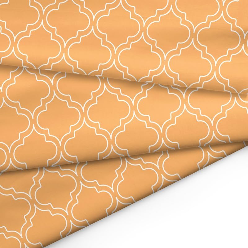 Encasa XO Dining Table Cover, Printed Cotton Tablecloth, Easy Care Peach 3