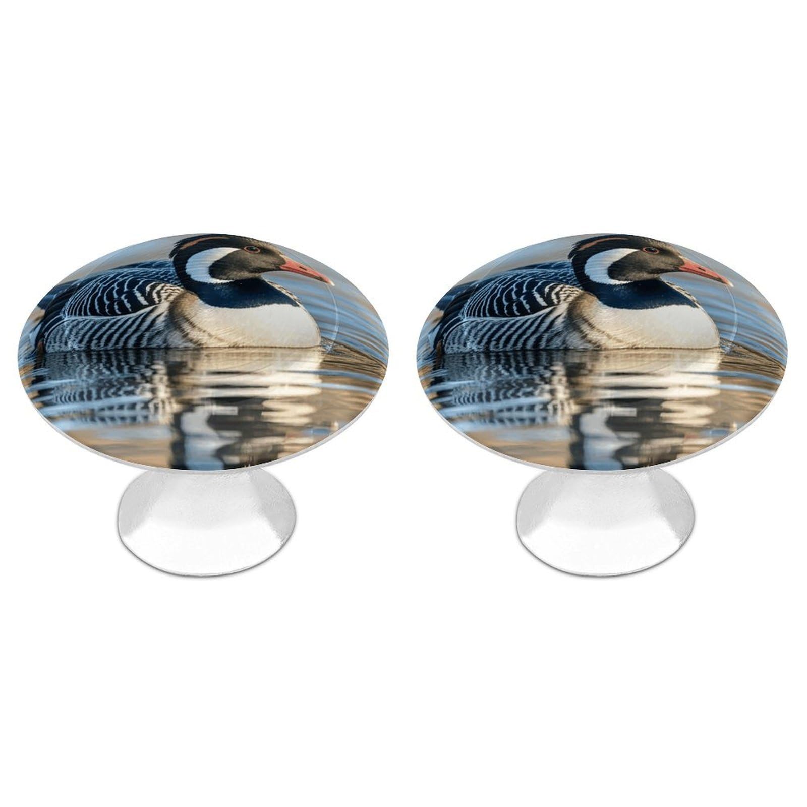 Fodpand White 2 Pack Cabinet Knobs 1.1 Inch Single Hole Drawer Pulls Handles Decorative Loon Nature Birds Furniture Knobs For Dresser Kitchen Bathroom Cupboard Wardrobe Vanity Closet Door Hardware