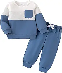 Roupas de outono e inverno para meninos e meninas, manga comprida, patchwork, 2 peças, 12 meses a 5 anos