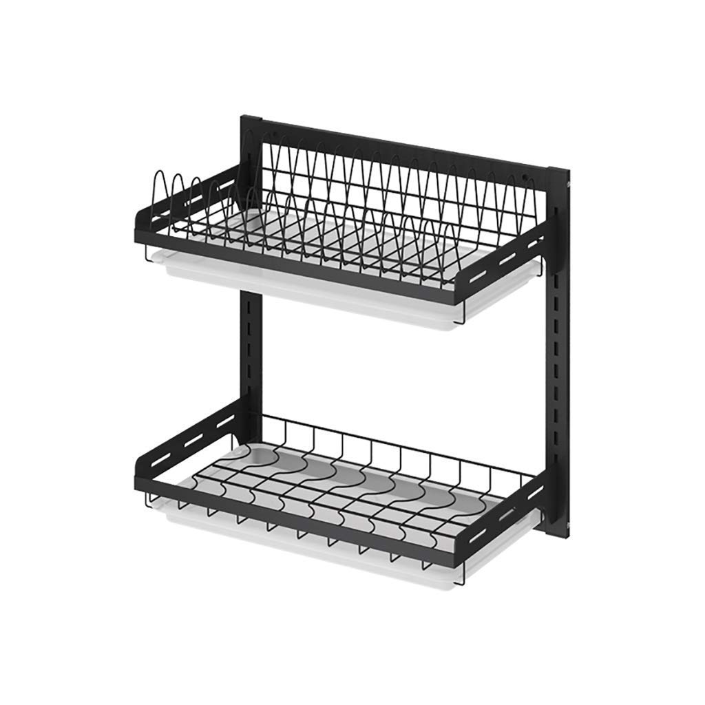 Negro 201 Rack de Desagüe de la Rejilla de la Rejilla Del Plato de Cocina de Acero Inoxidable 201 con Jaula de Palillos, 3 Ganchos - 2 Capas / 3 Capas./2 Capa
