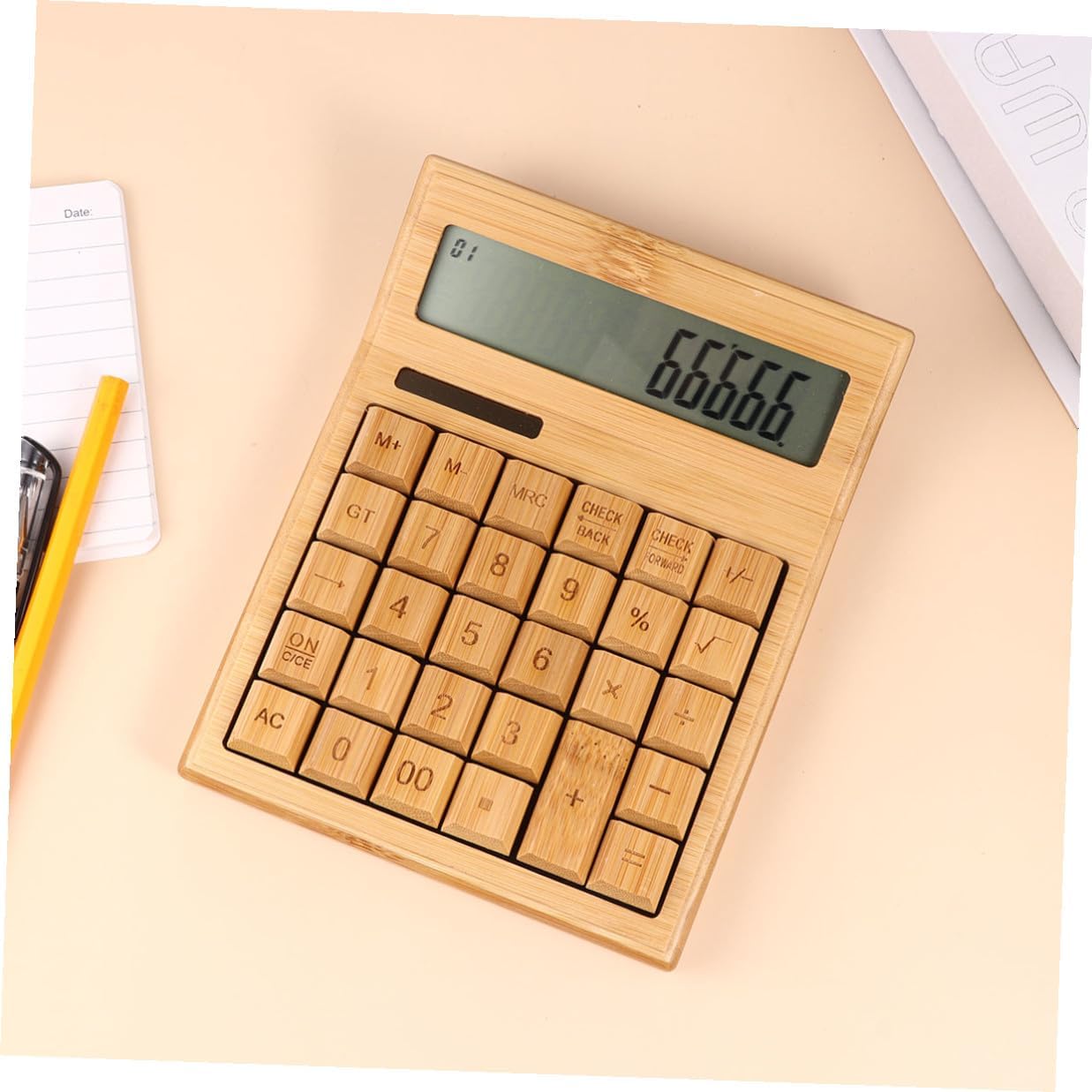 TEHAUX Portable 29-Key Solar Calculator Made with LCD Display, Electronic Office Calculator for Home, School, and Travel Use