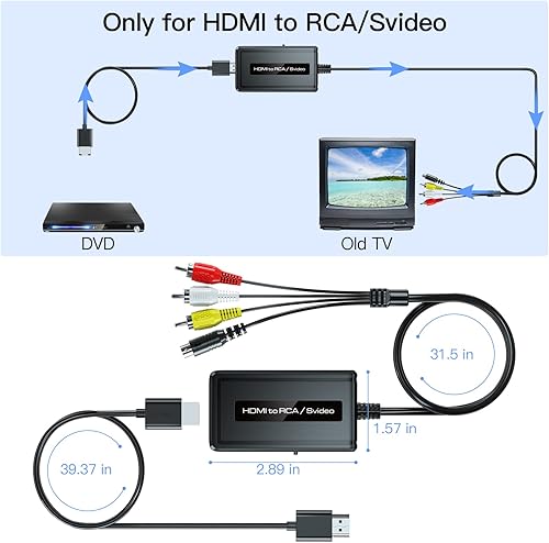 Miniatura 3 de Convertidor HDMI a S-Video/RCA, HDMI 1080P a Svideo compuesto AV + R/L convertidor de audio compatible con DVD/PS3/PS4/TV Stick
