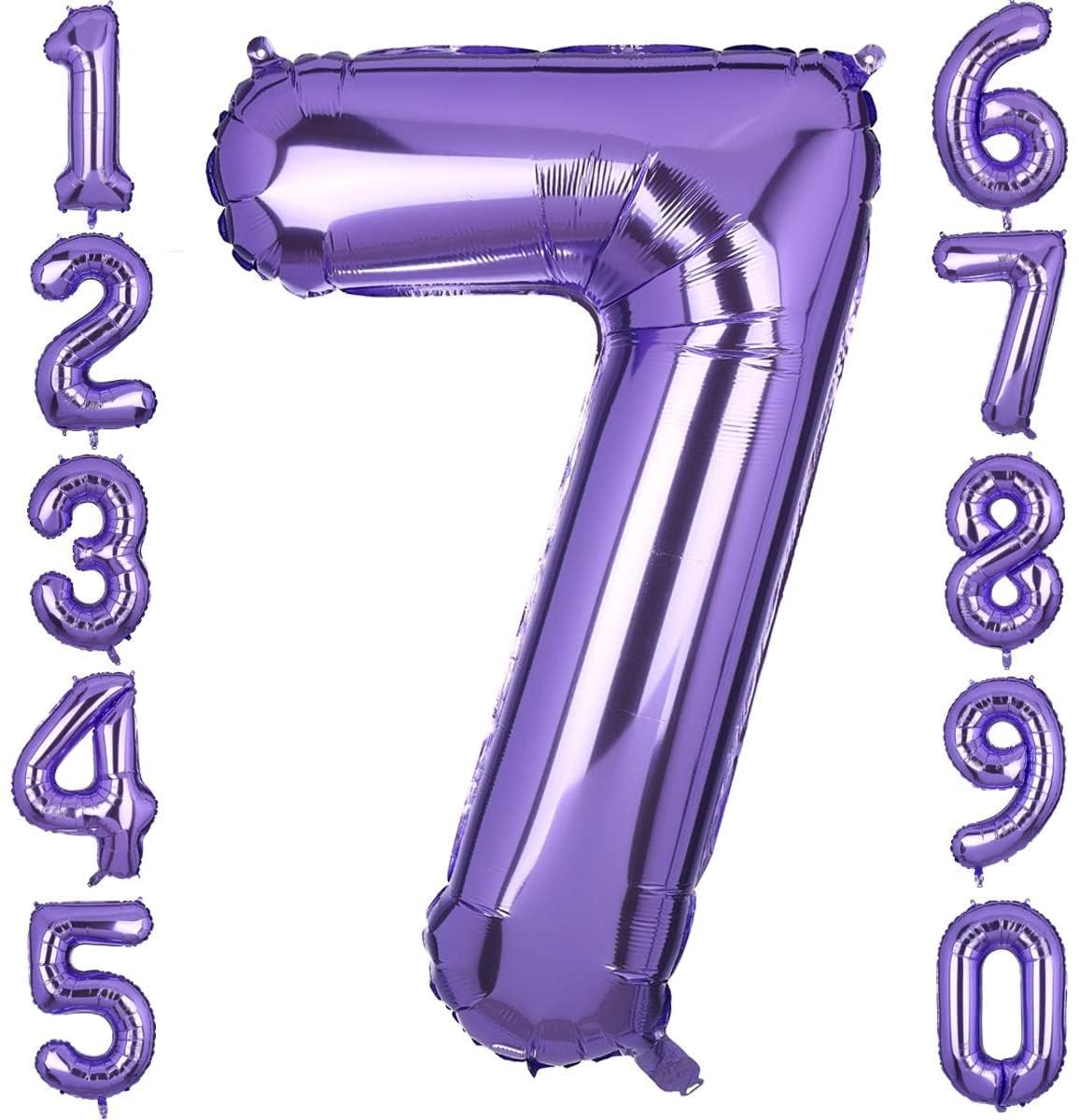 40 Inch Large Foil Number 7 Balloons Purple Big Mylar Helium Balloon Birthdays Party Baby shower Decorations Supplies Girls โ image 1