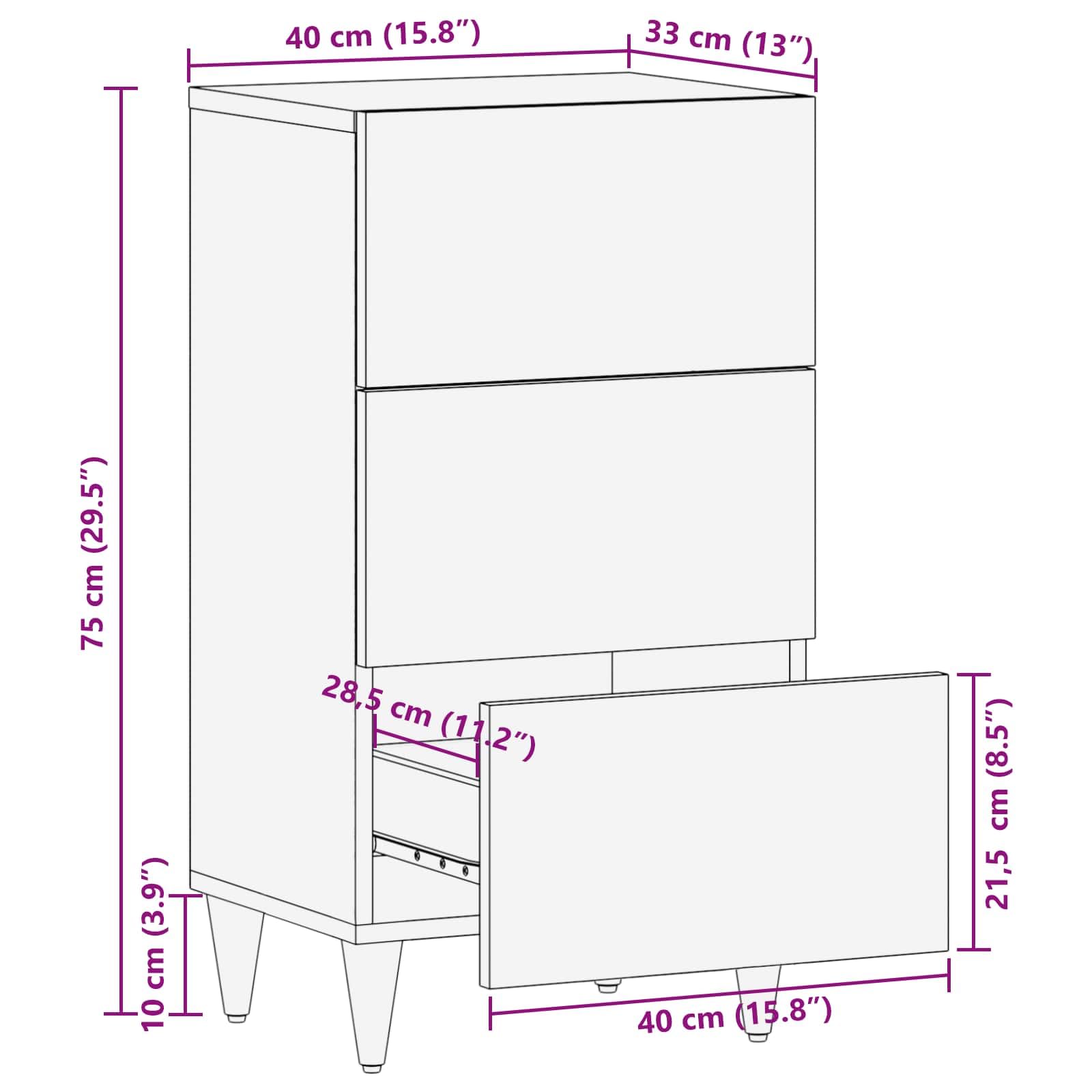 Stauraumschrank aus massivem Mango-Holz 40 x 33,5 x 75 cm, mehrfarbig mit floralem Muster, Tür und Schublade, vielseitiges Sideboard für Wohnzimmer, Medien, DVD, Vinyl und Gaming Zubehör