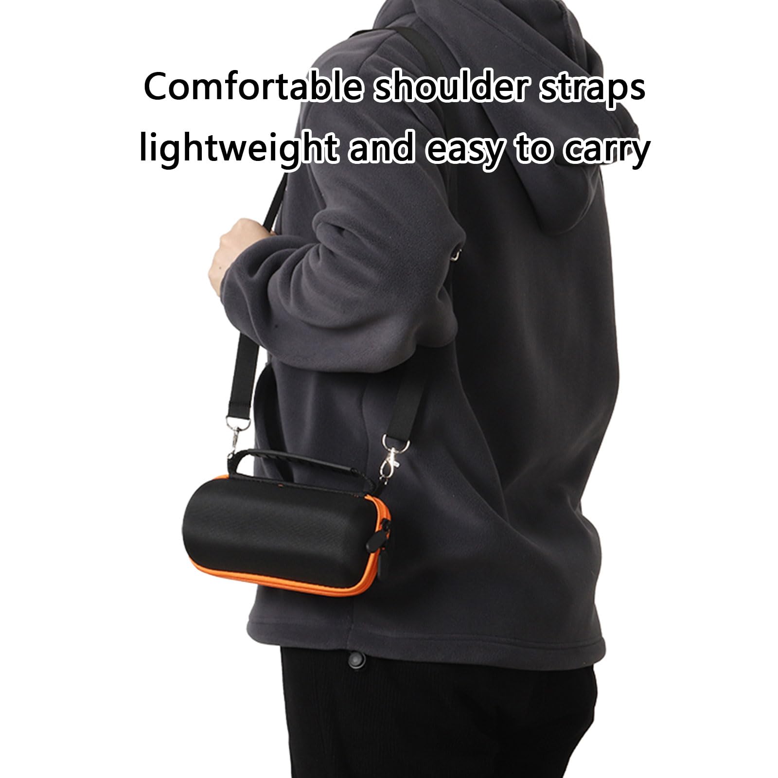 Hard Carry Case for Bluetooth-Compatible Speakers Holder Shockproof Bag with Shoulder Strap Soft Flocking Interior