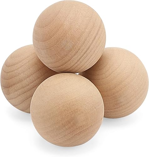 Miniatura 1 de MOUYAT 4 bolas redondas de madera grandes de 3 pulgadas, bolas de madera maciza sin terminar de 3.0 in, bolas de madera maciza para manualidades,