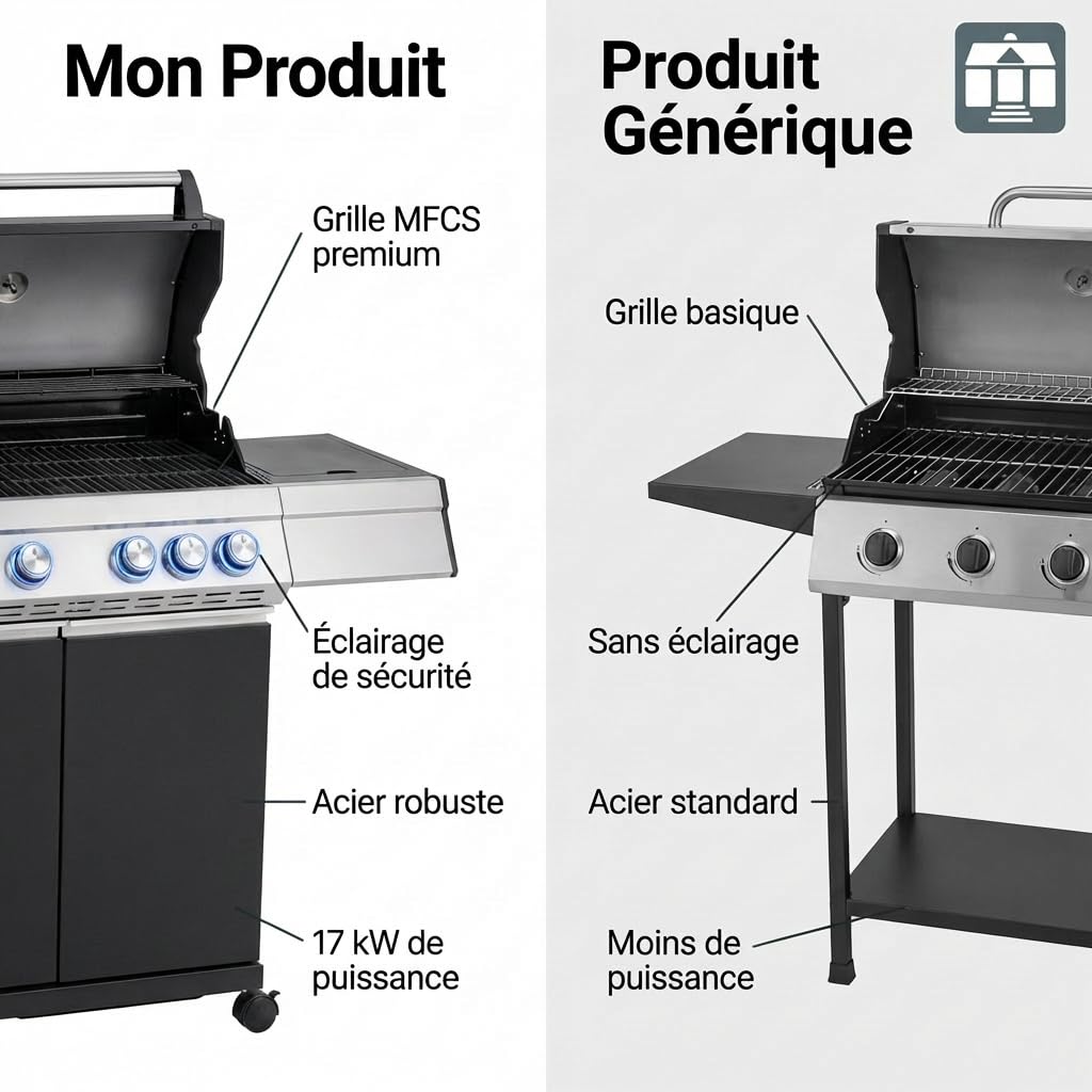 Tarrington House Barbecue à Gaz Paxton, 4 Brûleurs + 1 Latéral, Acier/Acier Inoxydable, 17 kW, Couvercle avec Thermomètre, Table latérale, Allumage électrique, Roulettes, Noir