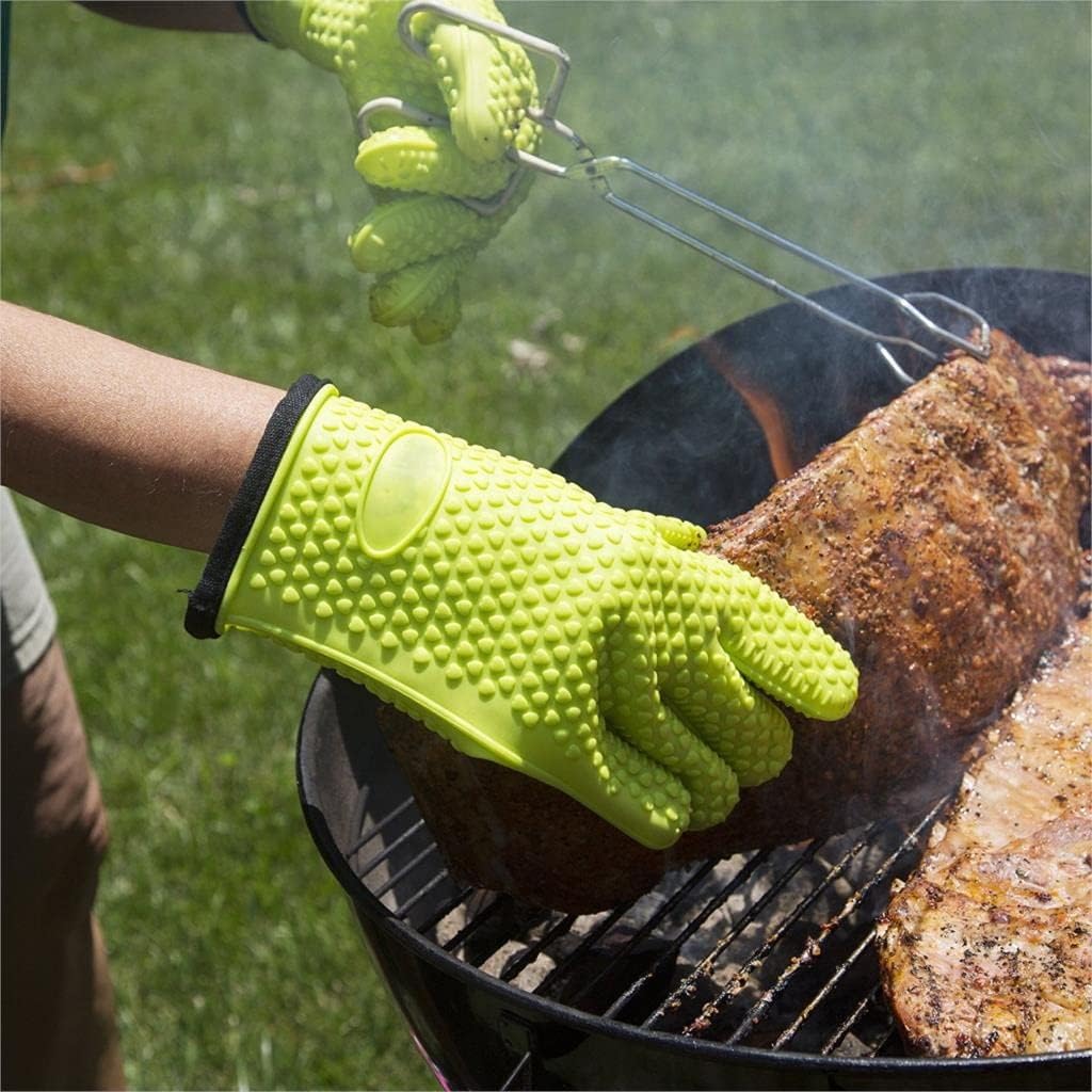 Silicone Glove with Lanyard Kitchen Grilling Gloves Oven Mitt Heat Resistant Non-Slip Cooking BBQ Grill Baking