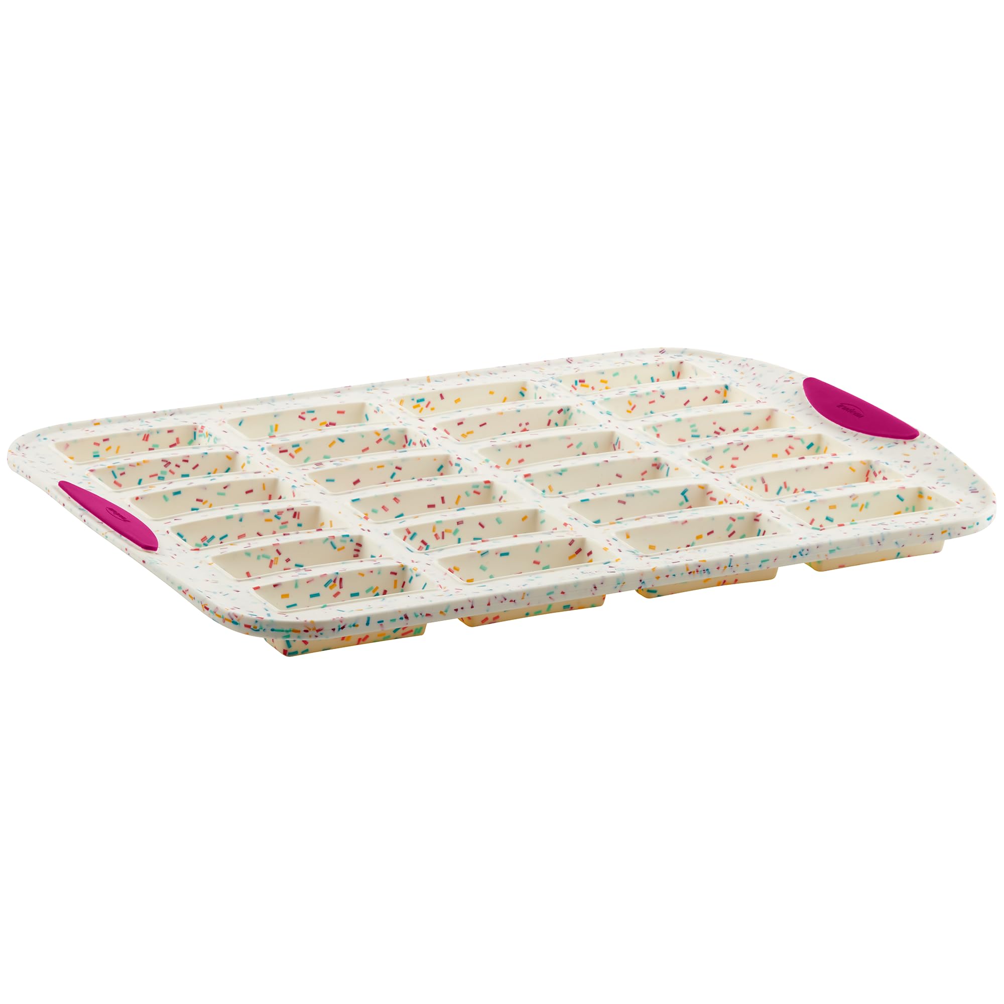 24 Slot Mini Bar Pan – Premium Confetti White Silicone Bakeware with Steel-Reinforced Rim – Nonstick, BPA-Free Brownie, Blondie, Snack Bar & Mini Cake Mold – Oven, Freezer & Dishwasher Safe