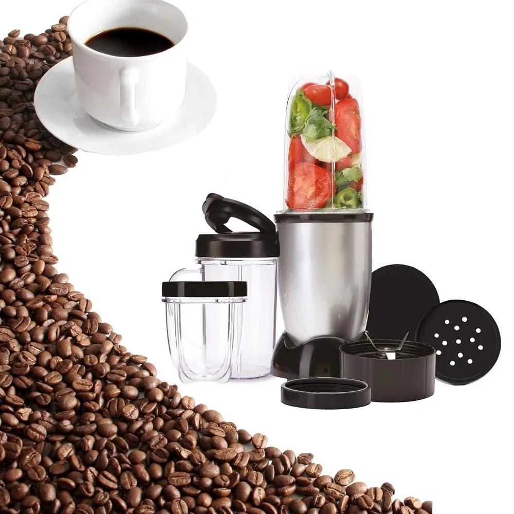 Zestaw 2 wysokich kubków o pojemności 16 uncji z kombinacją krzyżowych i płaskich noży do sokowirówki Magic Bullet Blender 250 W MB-1001 Wymienne ostrza do blendera