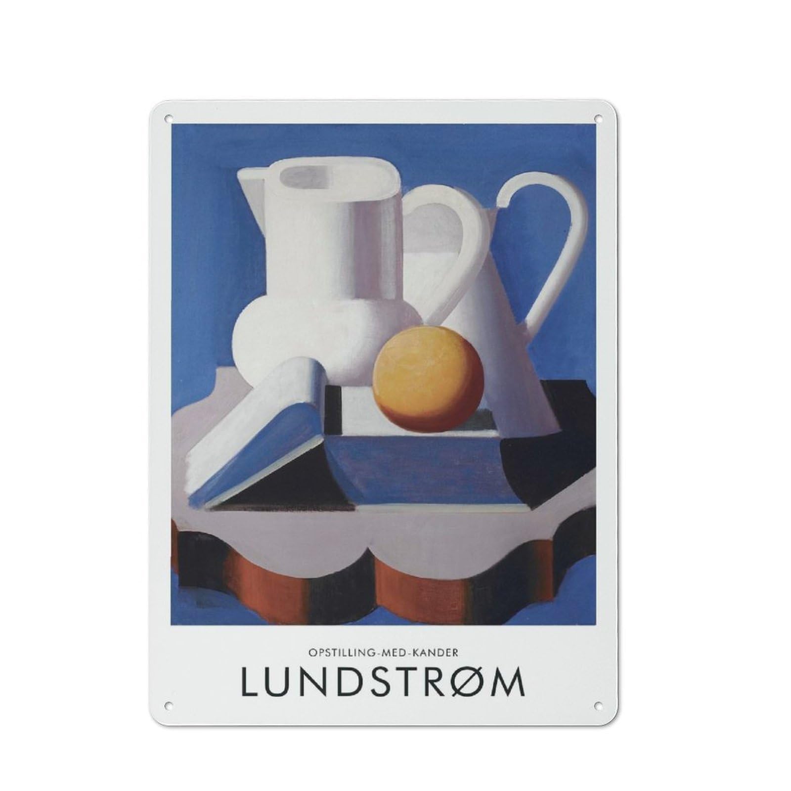 Junmoney Style-4 Metal Wall Plaque With Still Life With Pitchers By Lundstrøm Design 40X30cm, Retro Room Wall Plaque For Home, Shop, Pub Or Studio Wall