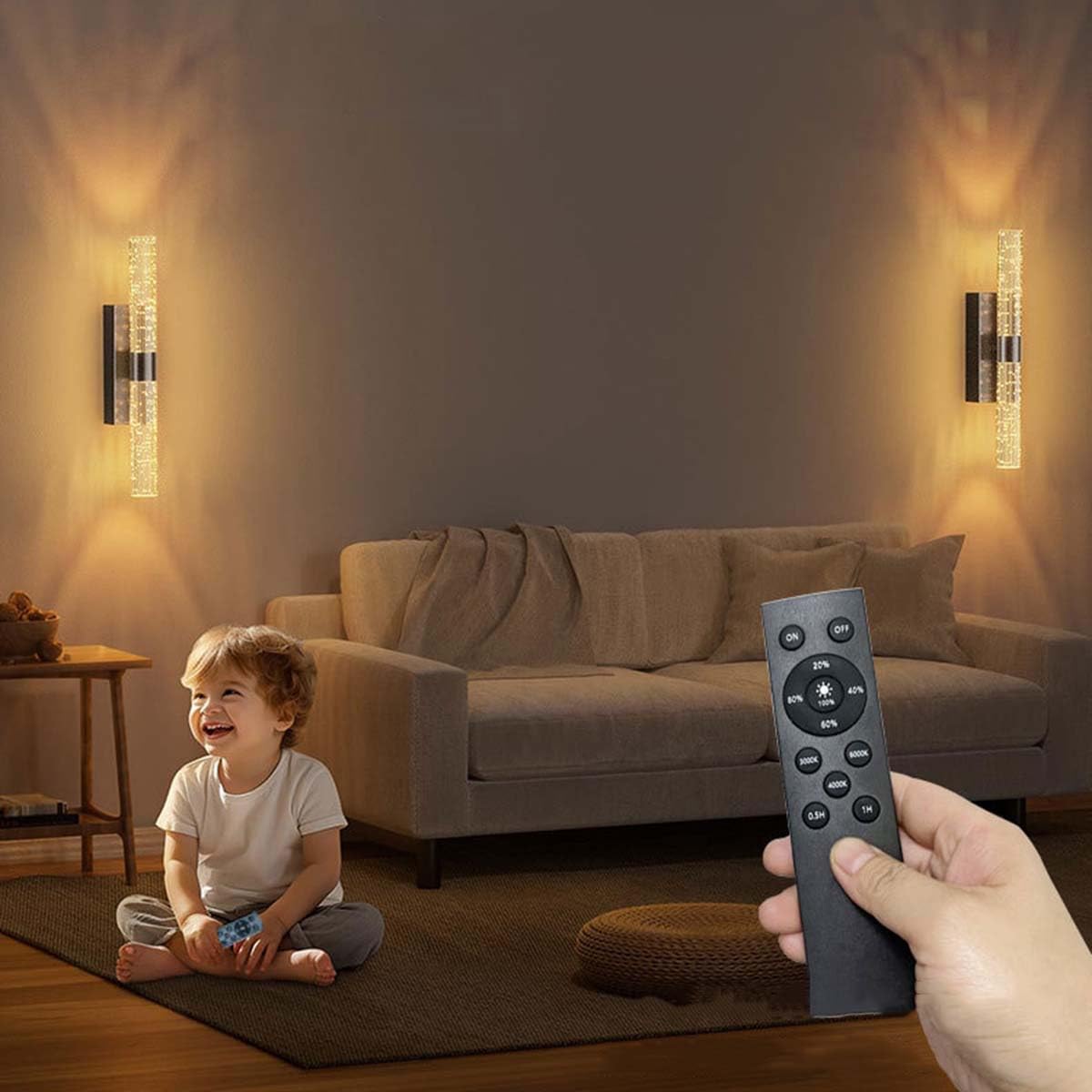 AoLa 2 Stück Akku Wandleuchte Innen Aufladbare Kabellose Wandlampe Touch Dimmbar mit Fernbedienung Wandleuchten Ohne Stromanschluss Wiederaufladbare Lange Wandbeleuchtung für Wohnzimmer Schlafzimmer