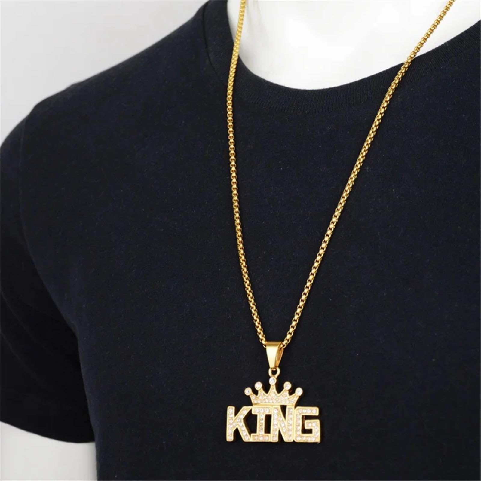 SiVaji Necklace Halskette Ketten Schmuck Herren Frauen Anhänger Necklacehip Hop Krone Buchstaben König Anhänger Halsketten Männer Frauen