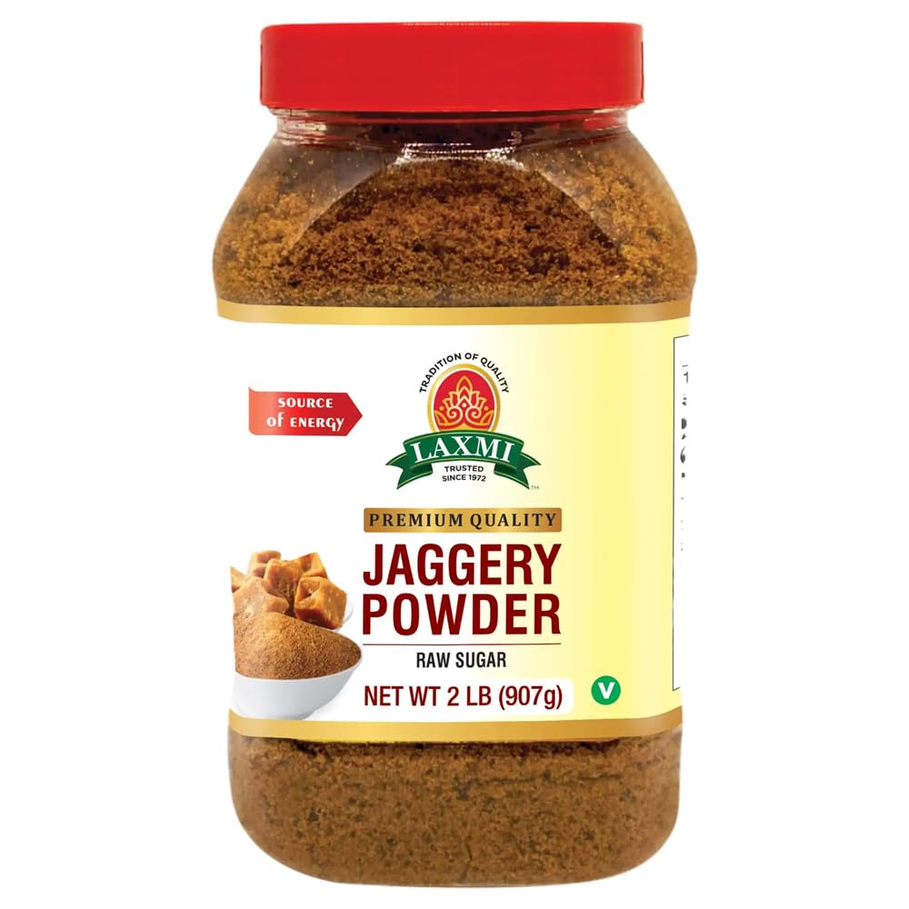 BENGAL BOX Laxmi Jaggery Powder 2 LB (907g), Raw Sugar, Indian Jaggery Powder