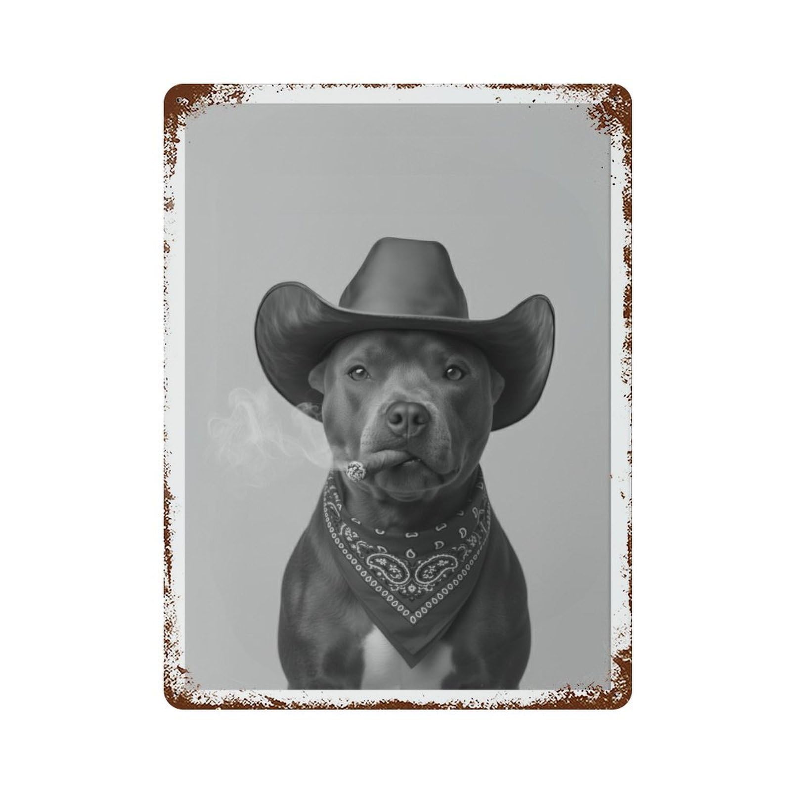 xiaoxiaoshen Staffy Cowboy Staffordshire Bull Terrier Western Rustic Home Bar Decor Wall Decor Art Metal Tin Poster Modern Home Decor Art Home Bar Shop Decorations Vintage Sign 40x30cm